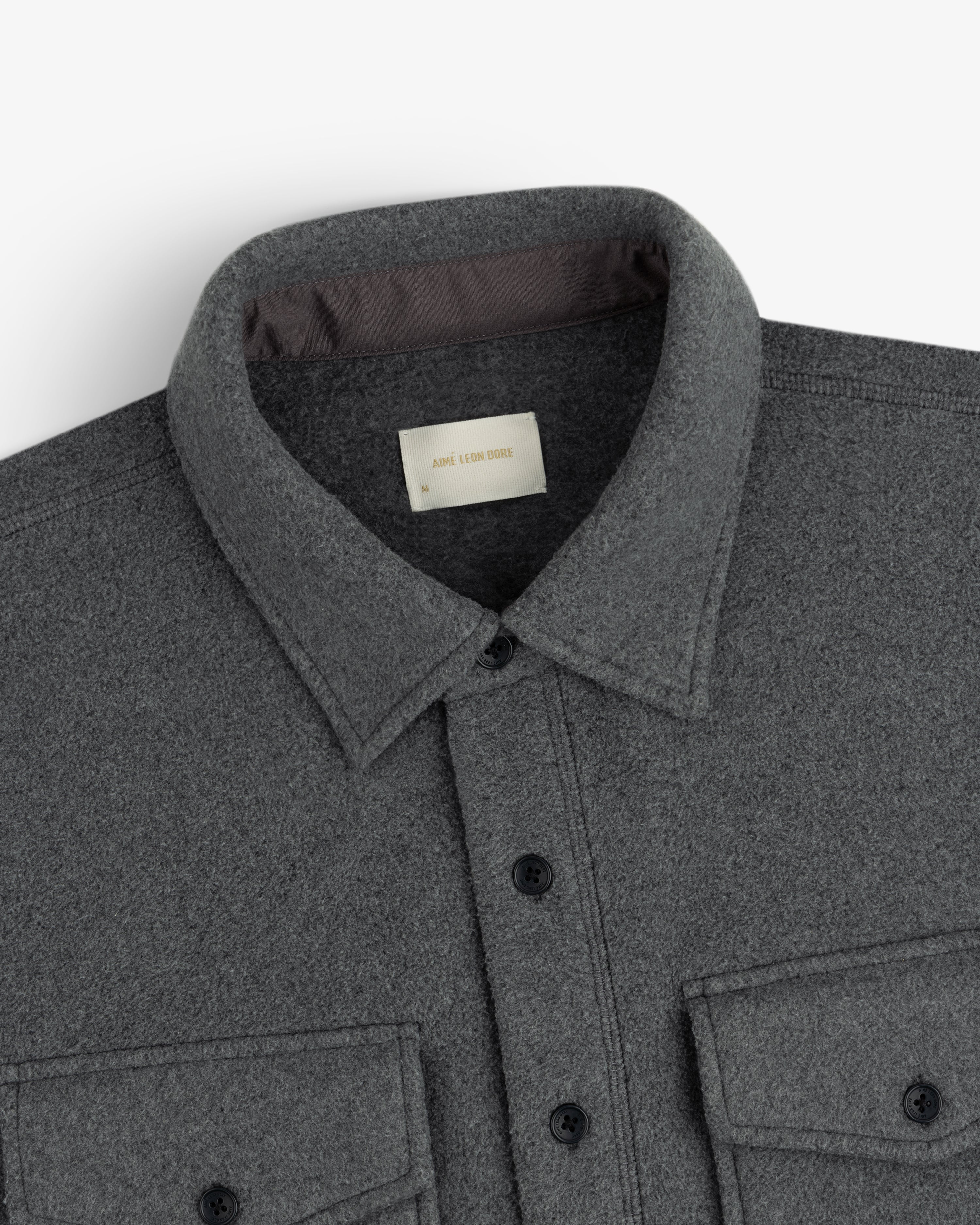 aim-leon-dore-melange-fleece-shirt-graues-fleecehemd-regular-fit image 3