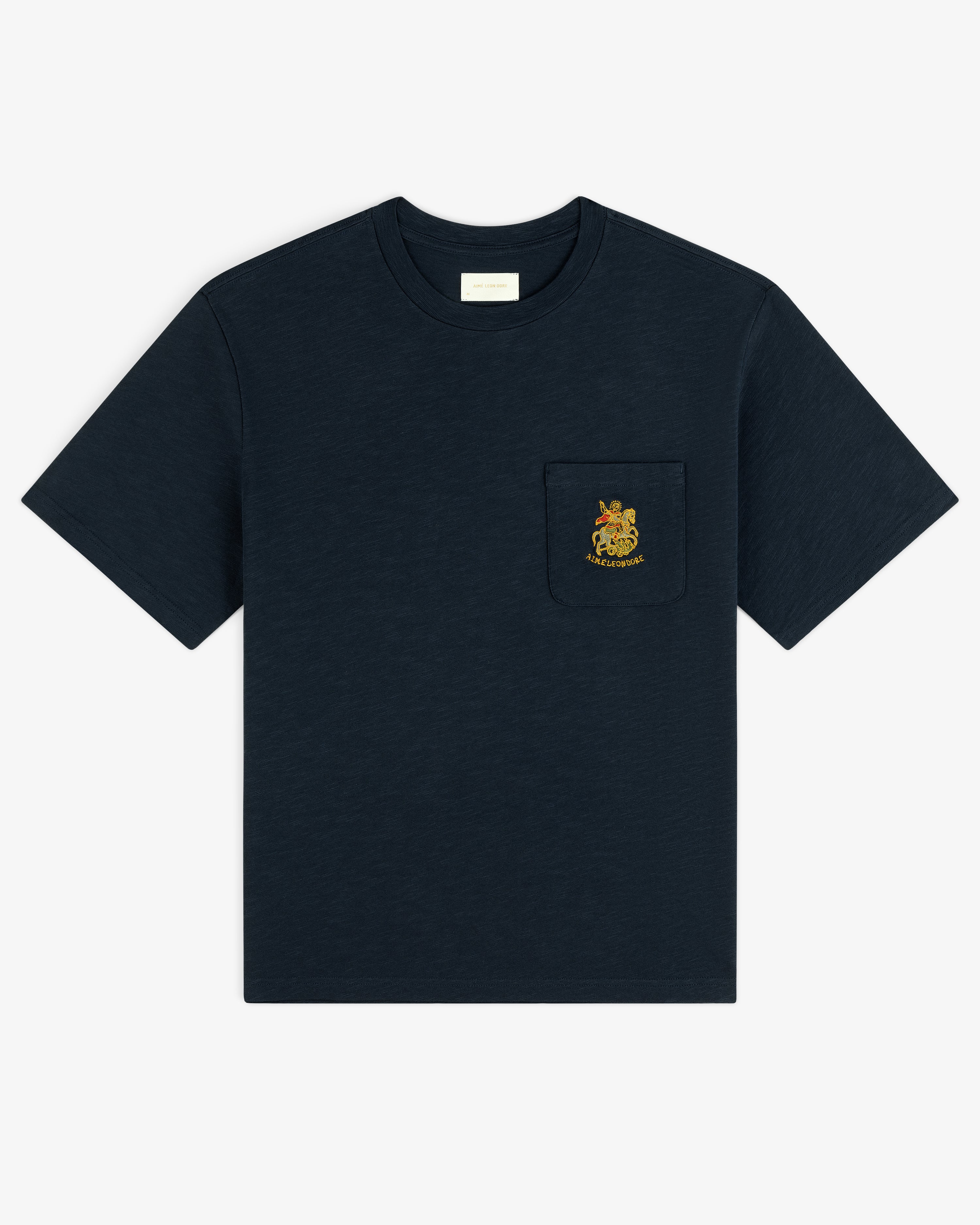 aim-leon-dore-saint-george-slub-pocket-tee-navy-boxy image 2
