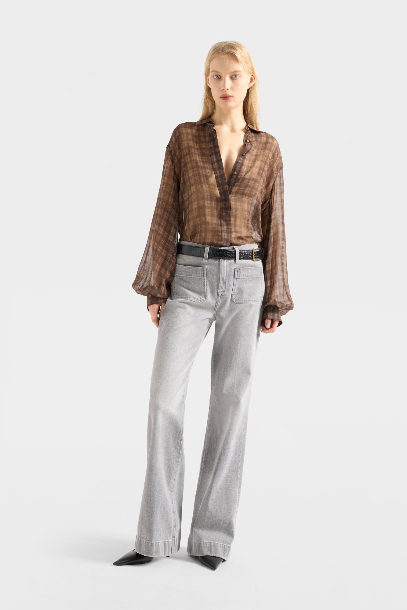 7-for-all-mankind-balloon-sleeve-shirt-hound-check-damen image 2