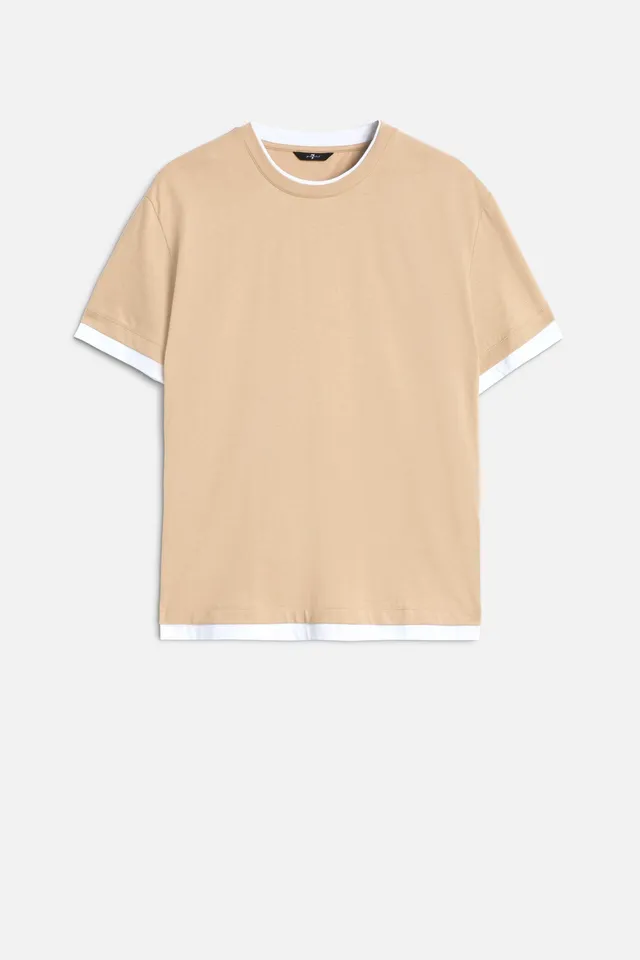 7-for-all-mankind-double-layer-tee-shirt-tan image 1