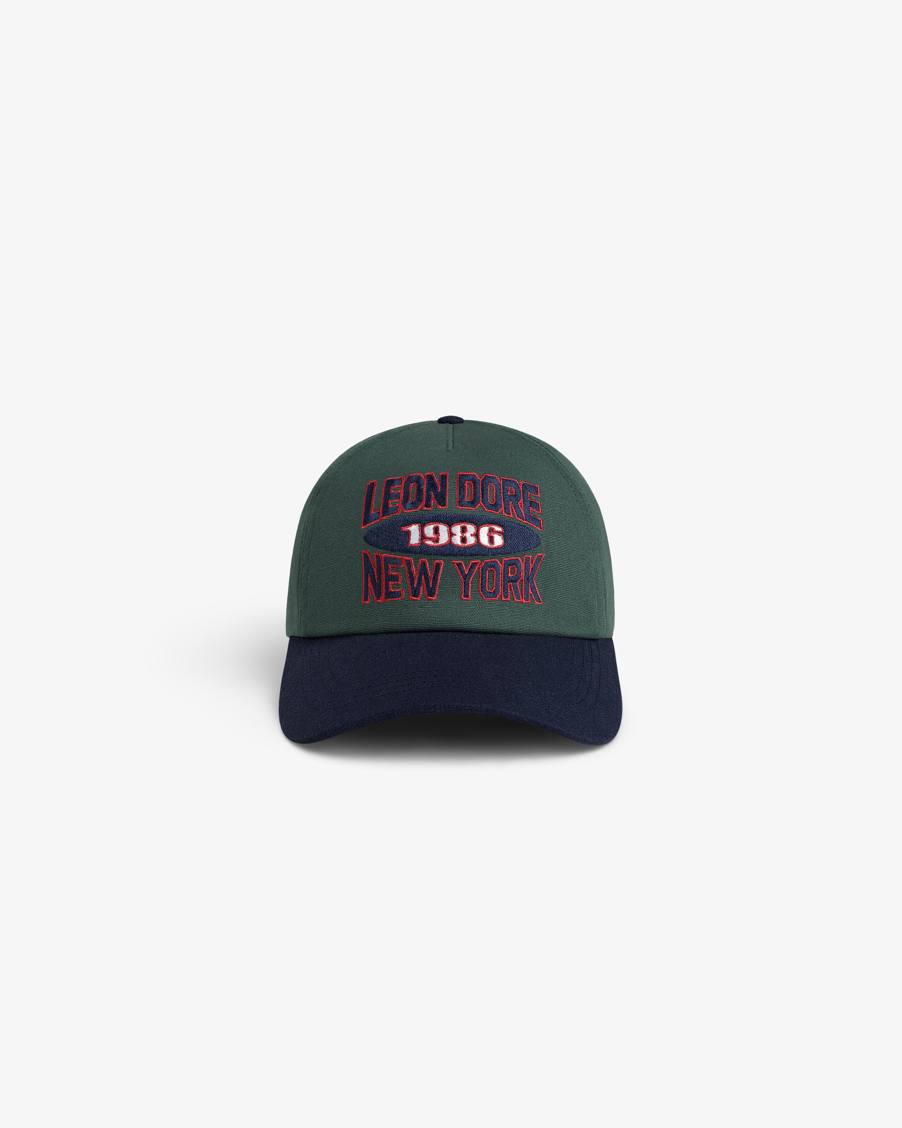 aim-leon-dore-colorblock-club-hat-gr-n-navy image 2