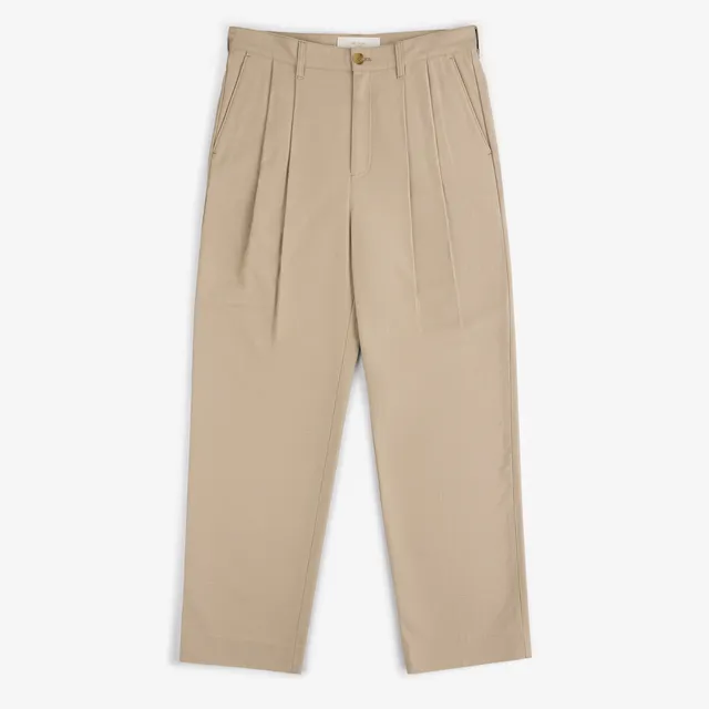 aim-leon-dore-double-pleated-pant-plissee-hose-beige-aus-baumwollsatin image 1