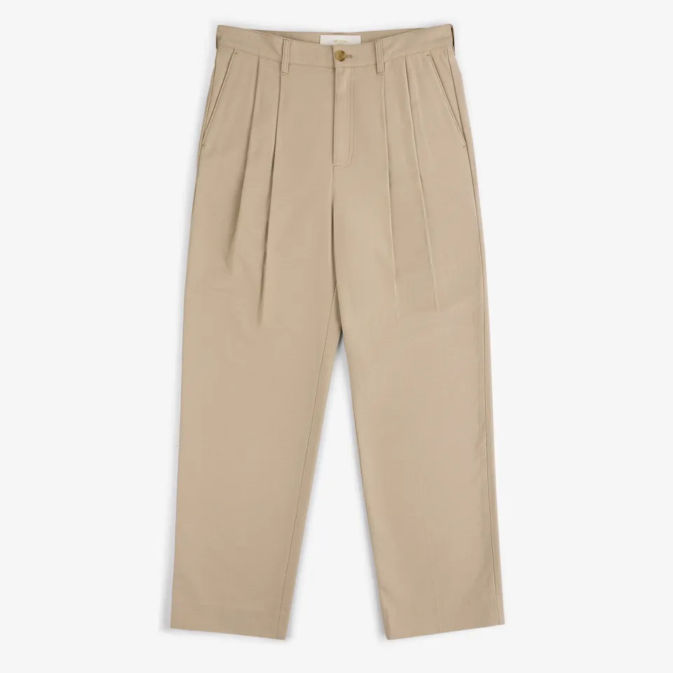 aim-leon-dore-double-pleated-pant-plissee-hose-beige-aus-baumwollsatin image 1
