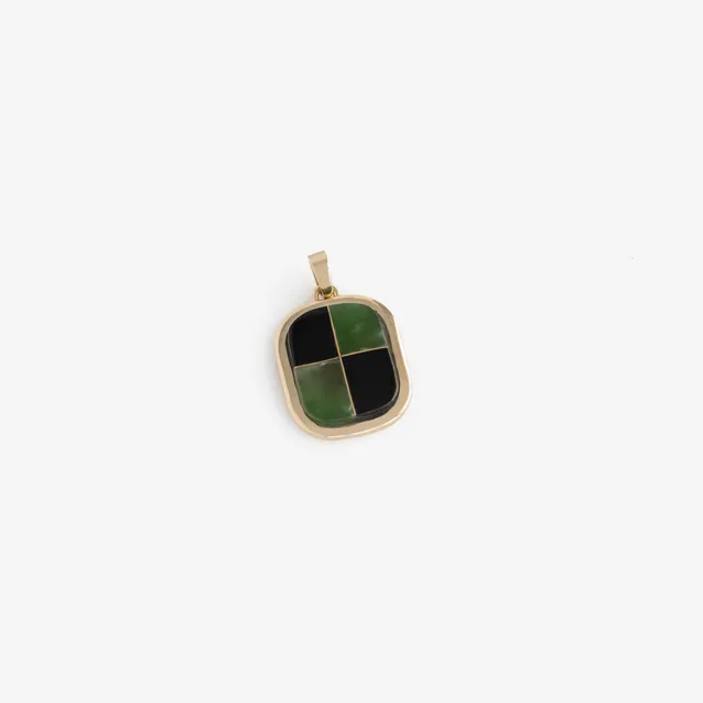 aim-leon-dore-14kt-gold-mosaic-pendant-gr-n-schwarz image 1