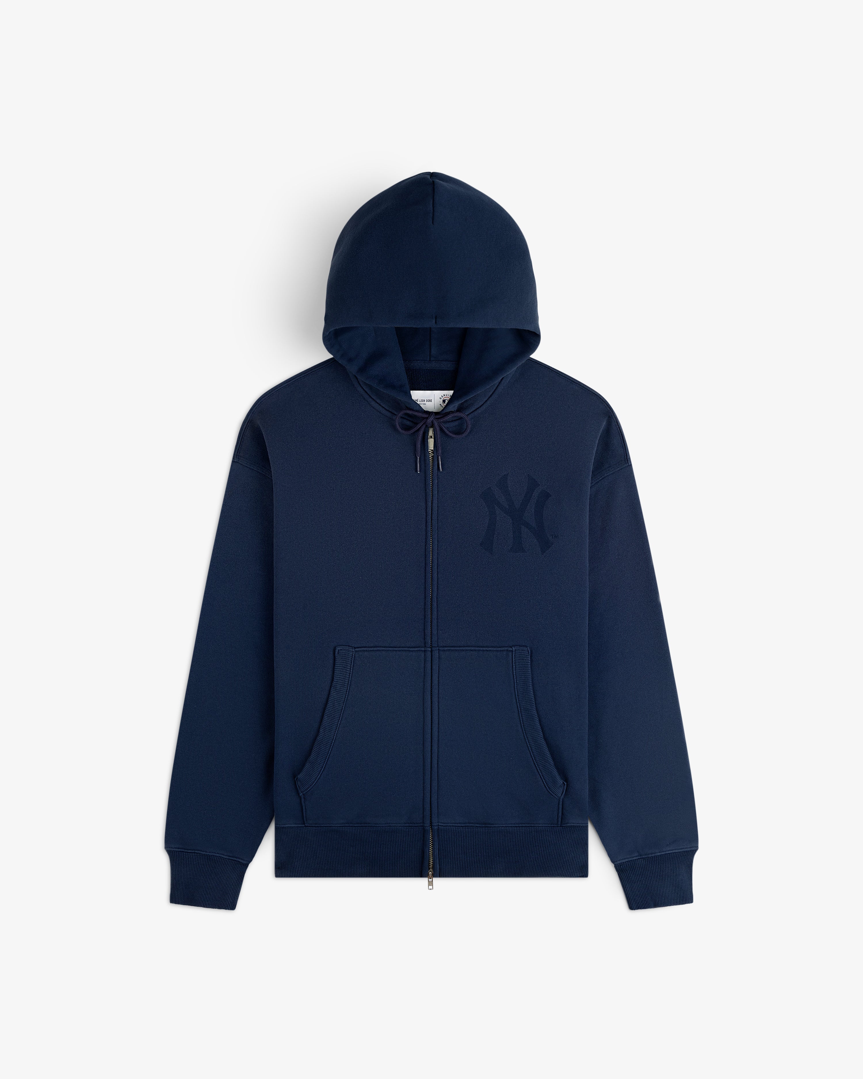 aim-leon-dore-yankees-washed-full-zip-hoodie-navy-kapuzenjacke image 2