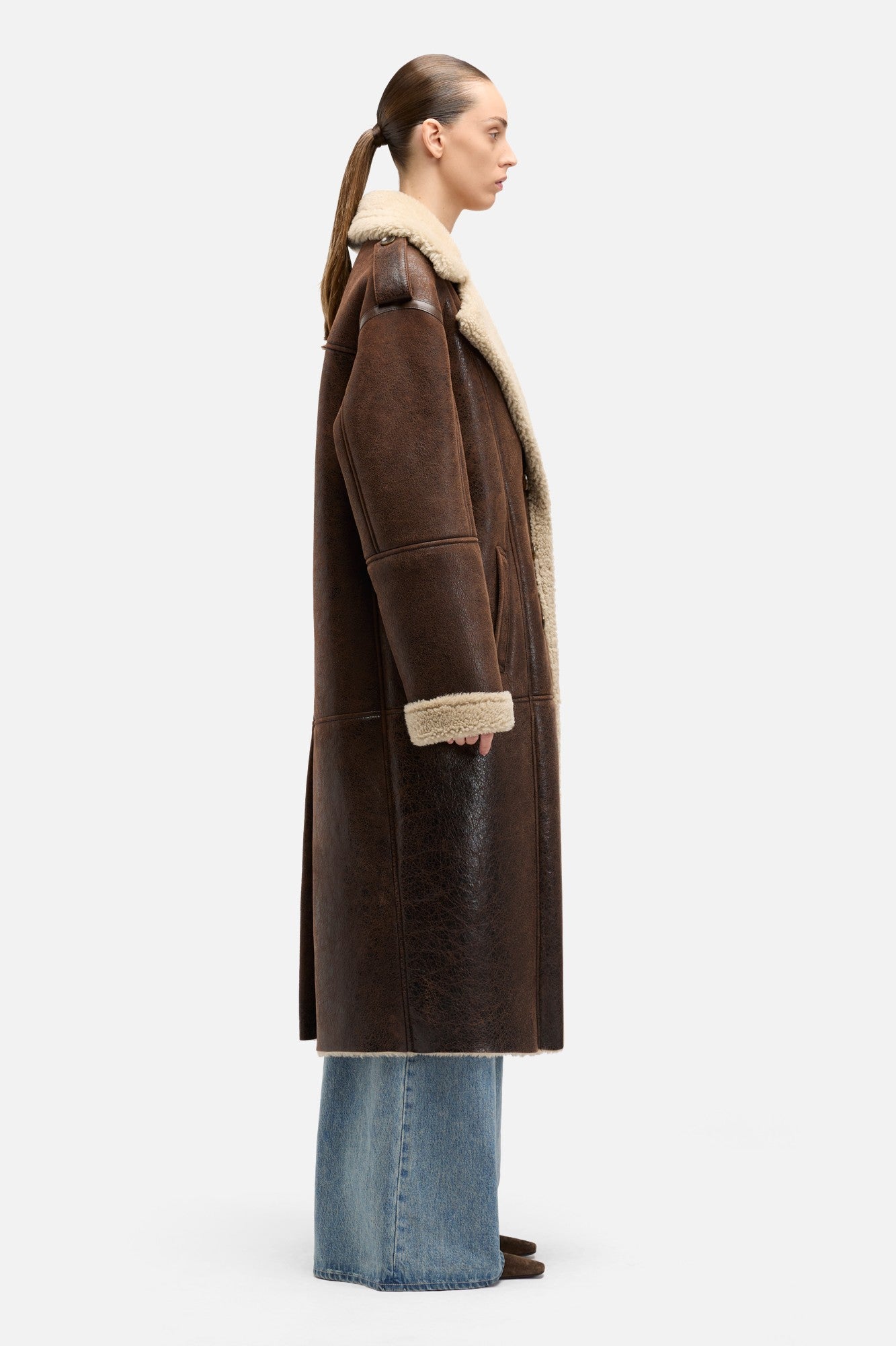 7-for-all-mankind-leather-shearling-mantel-braun-damen image 6