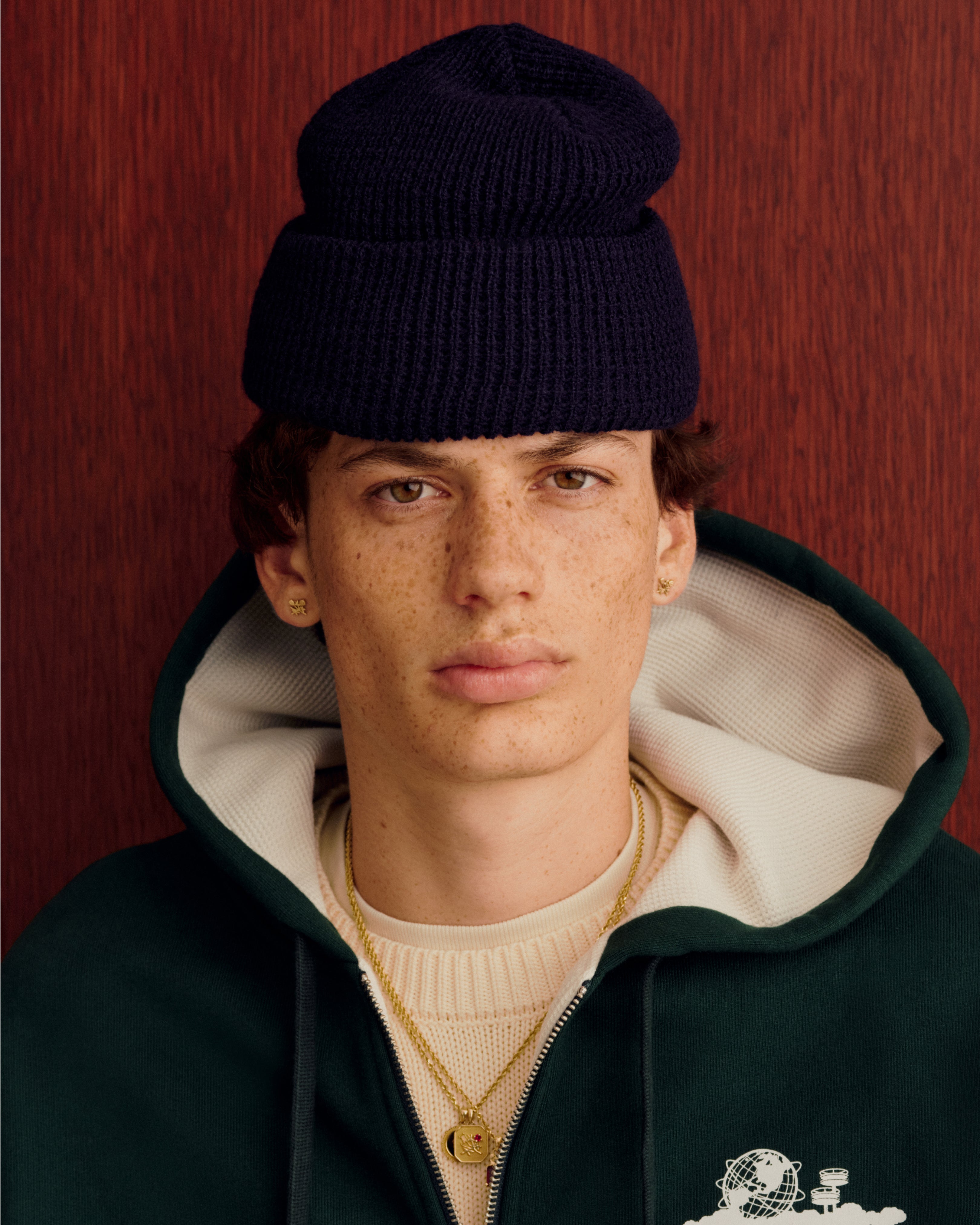 aim-leon-dore-waffle-knit-beanie-navy image 3