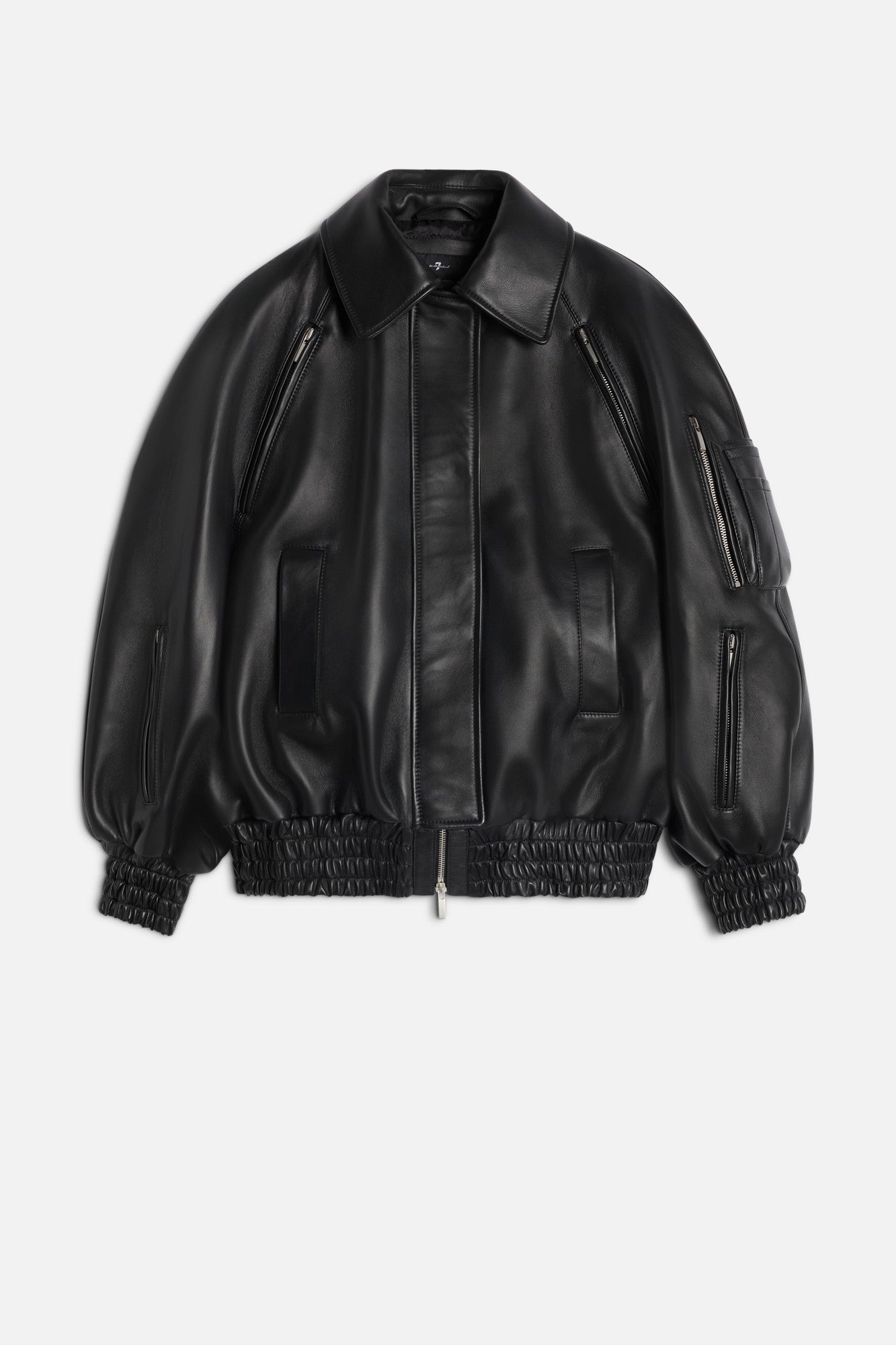 7-for-all-mankind-leather-bomber-jacke-damen-schwarz-echtleder image 1
