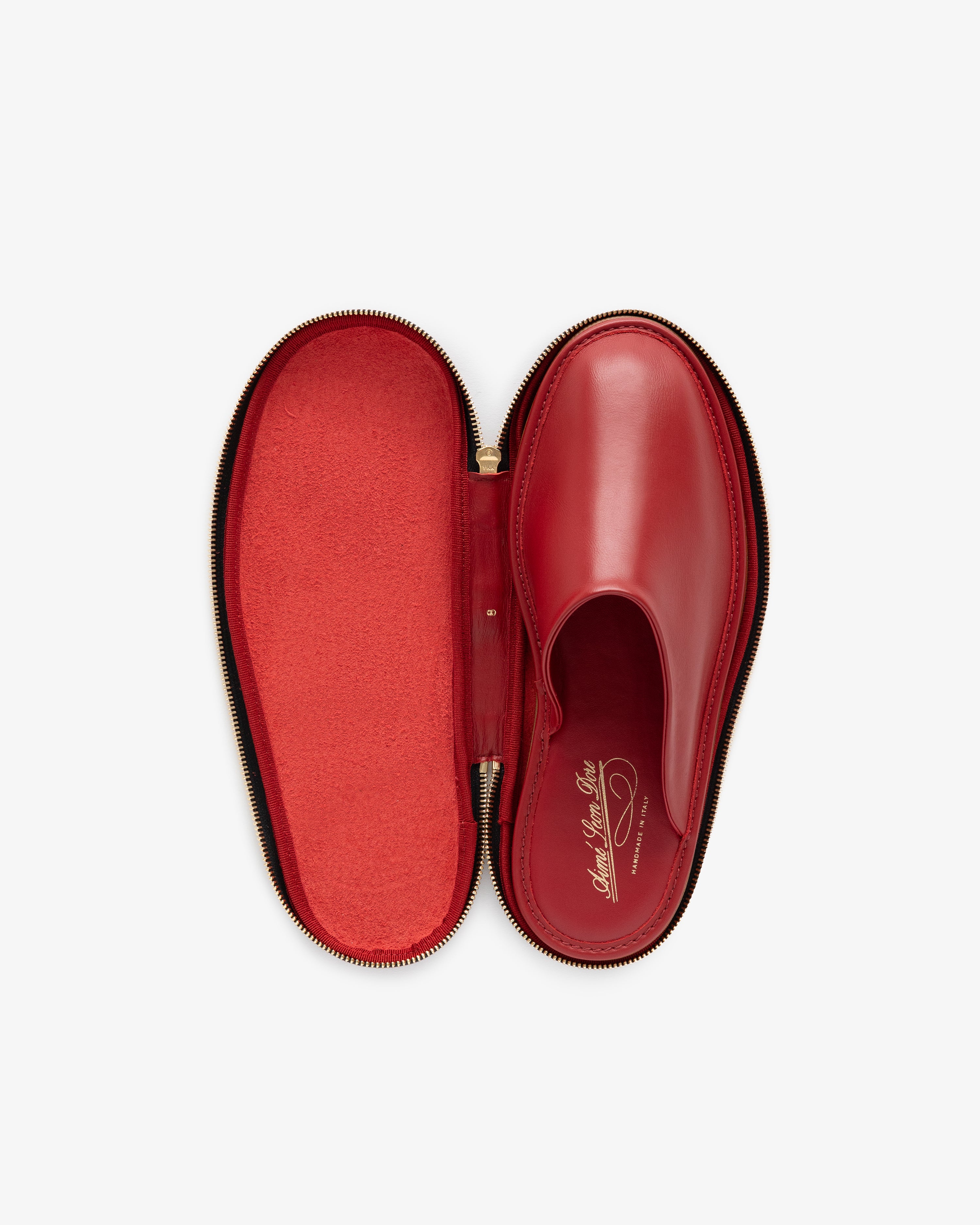 aim-leon-dore-leather-travel-slipper-rote-lederslipper-made-in-italy image 6