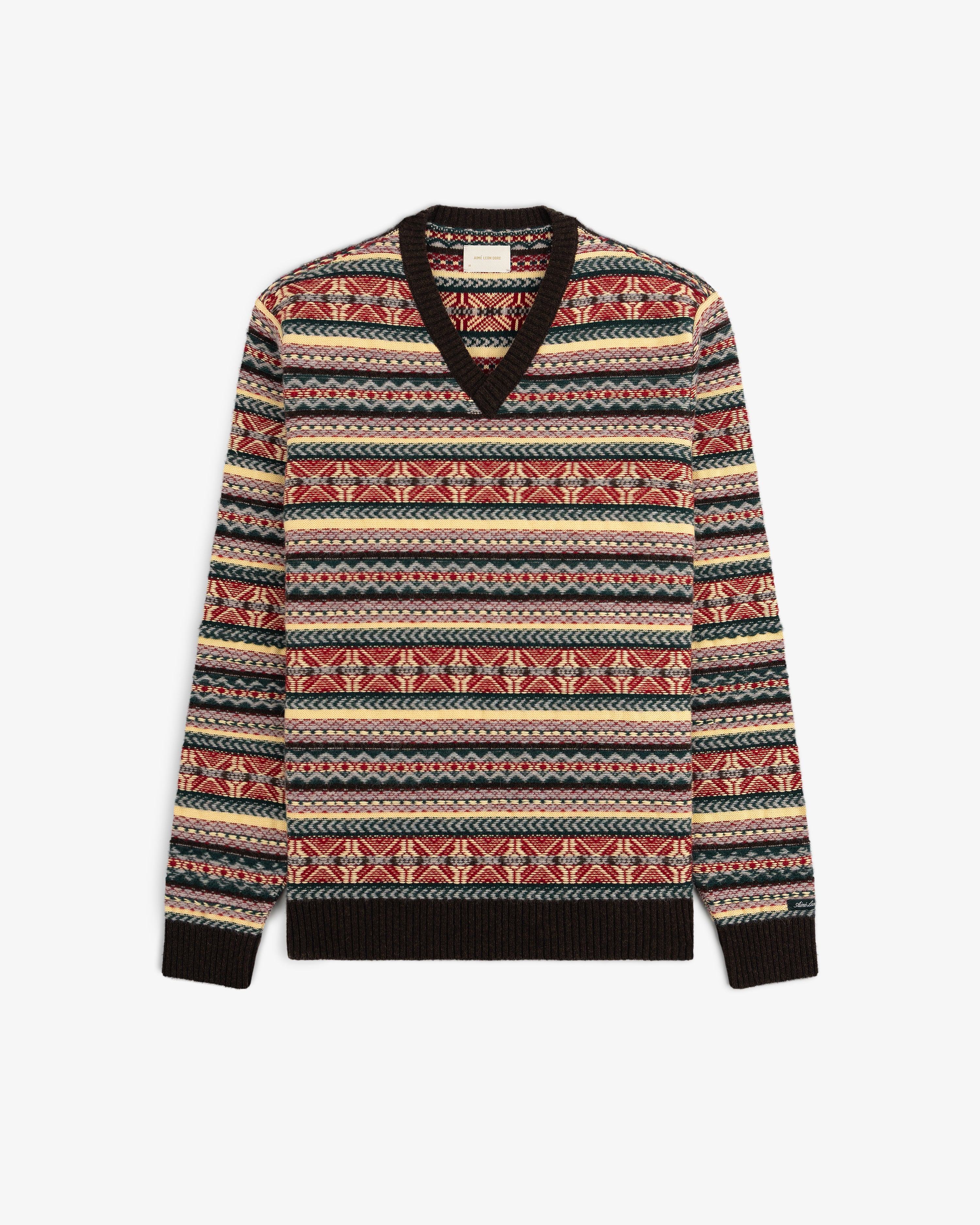 aim-leon-dore-fair-isle-v-neck-sweater-pullover-multicolor image 2