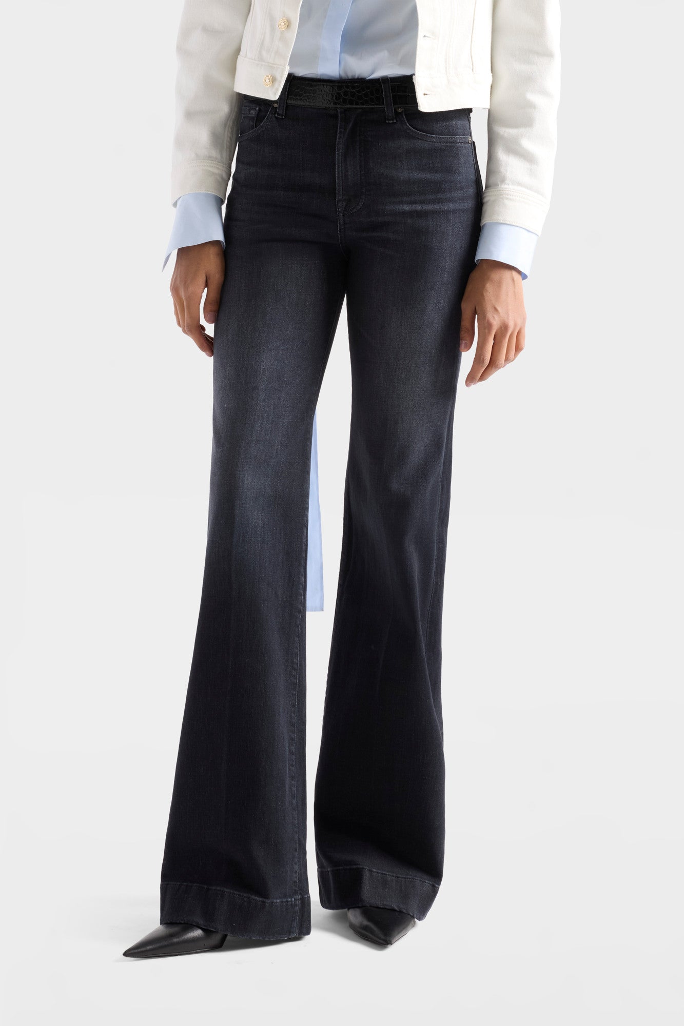 7-for-all-mankind-modern-dojo-damen-flare-jeans-slim-illusion-blackout image 3