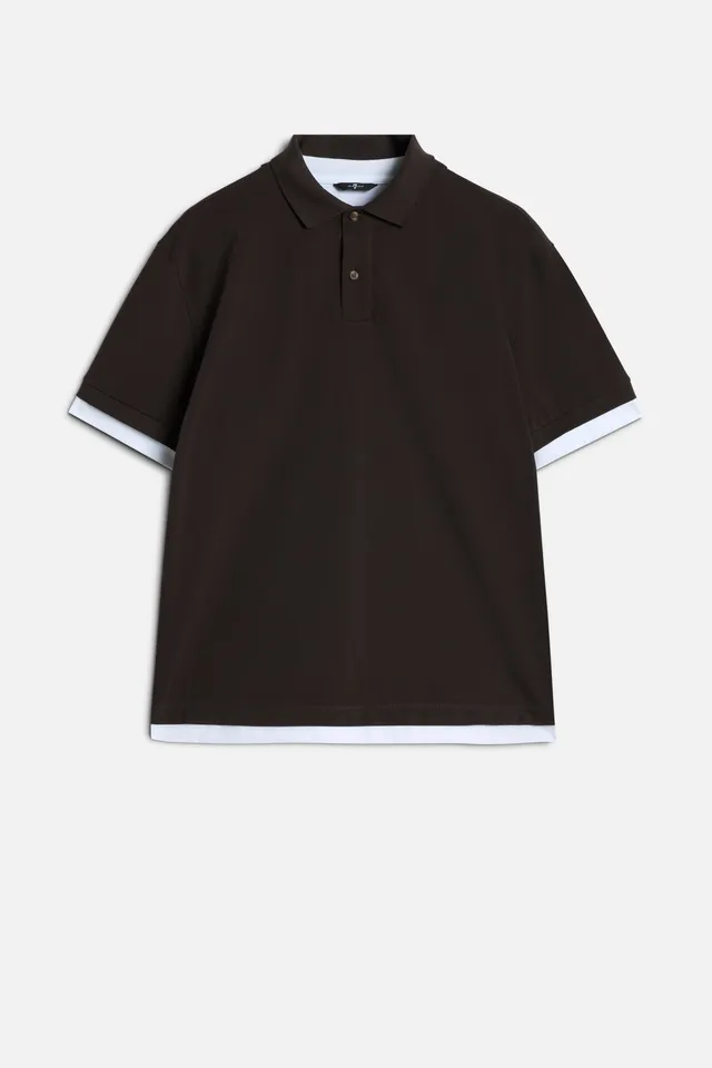 7-for-all-mankind-double-layer-polo-espresso-herren image 1