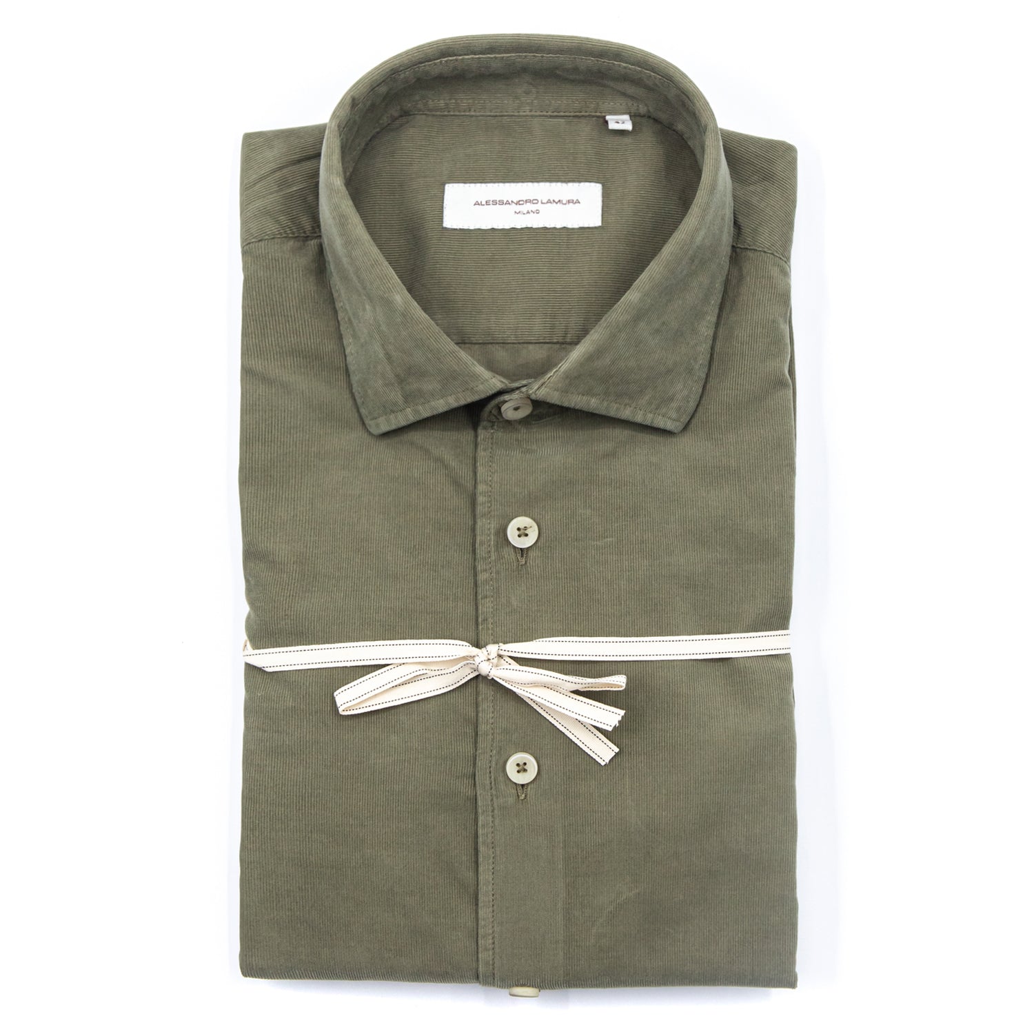 alessandro-lamura-herren-cordhemd-verde-oliva-aus-baumwolle image 2