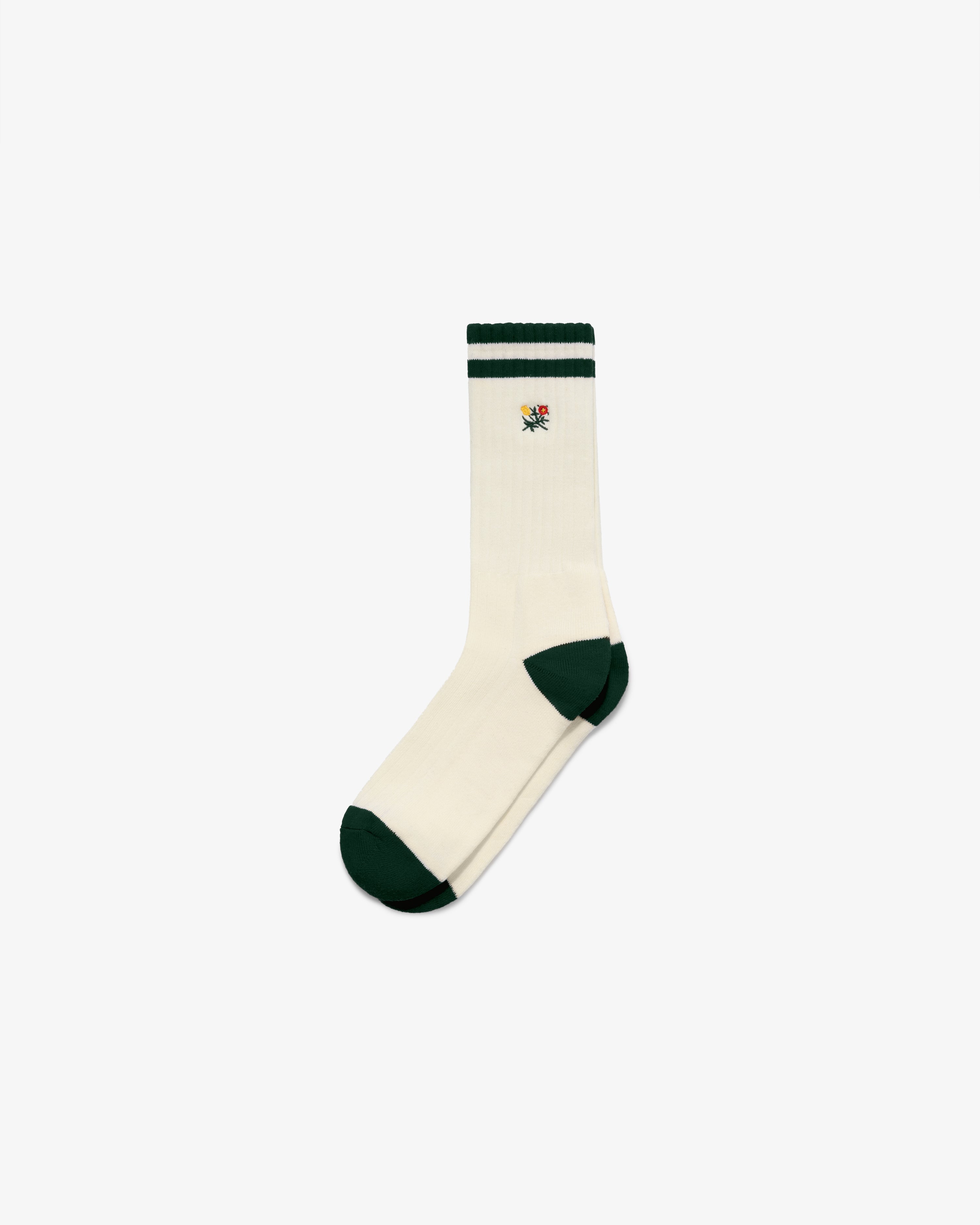 aim-leon-dore-striped-crest-sock-cream-green-baumwollsocken image 2