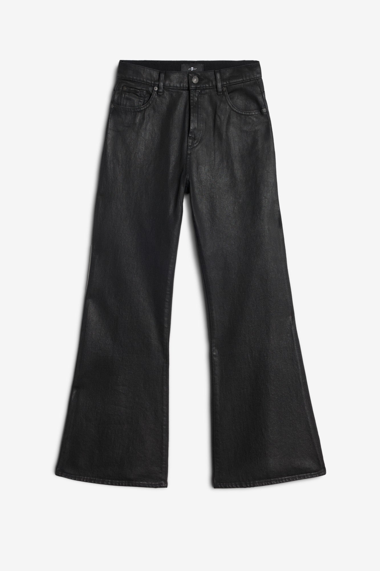 7-for-all-mankind-spencer-flare-coated-denim-jeans-blackcat image 1