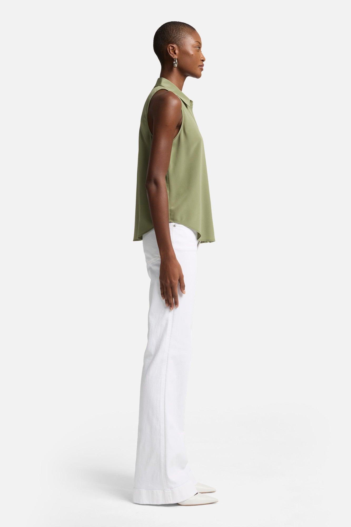 7-for-all-mankind-sleeveless-silk-button-down-damen-bluse-army image 6