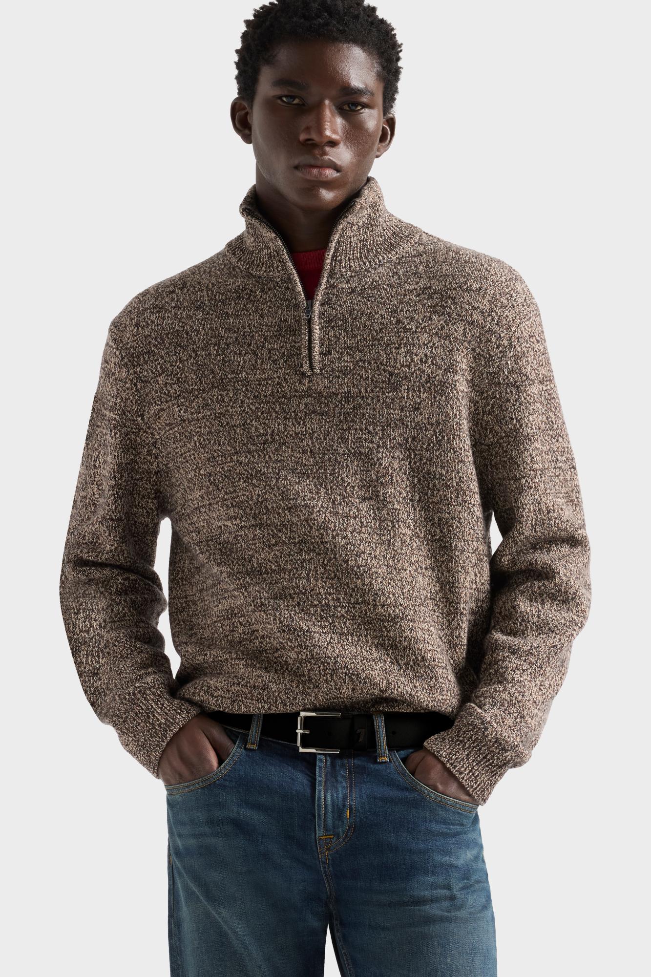 7-for-all-mankind-half-zip-sweater-pullover-cotton-wool-parchment image 3