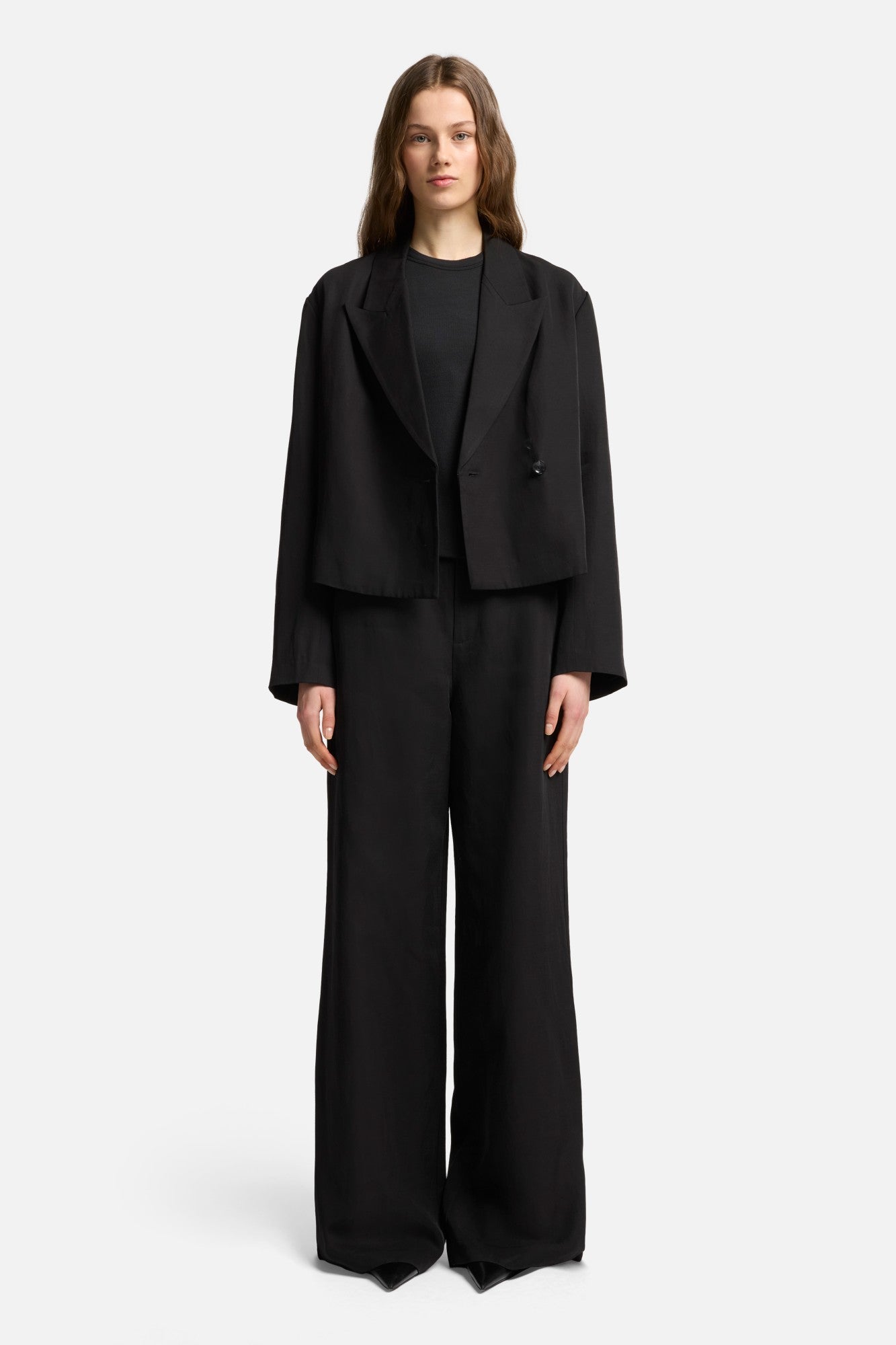 7-for-all-mankind-cropped-leinen-blazer-schwarz-damen image 2