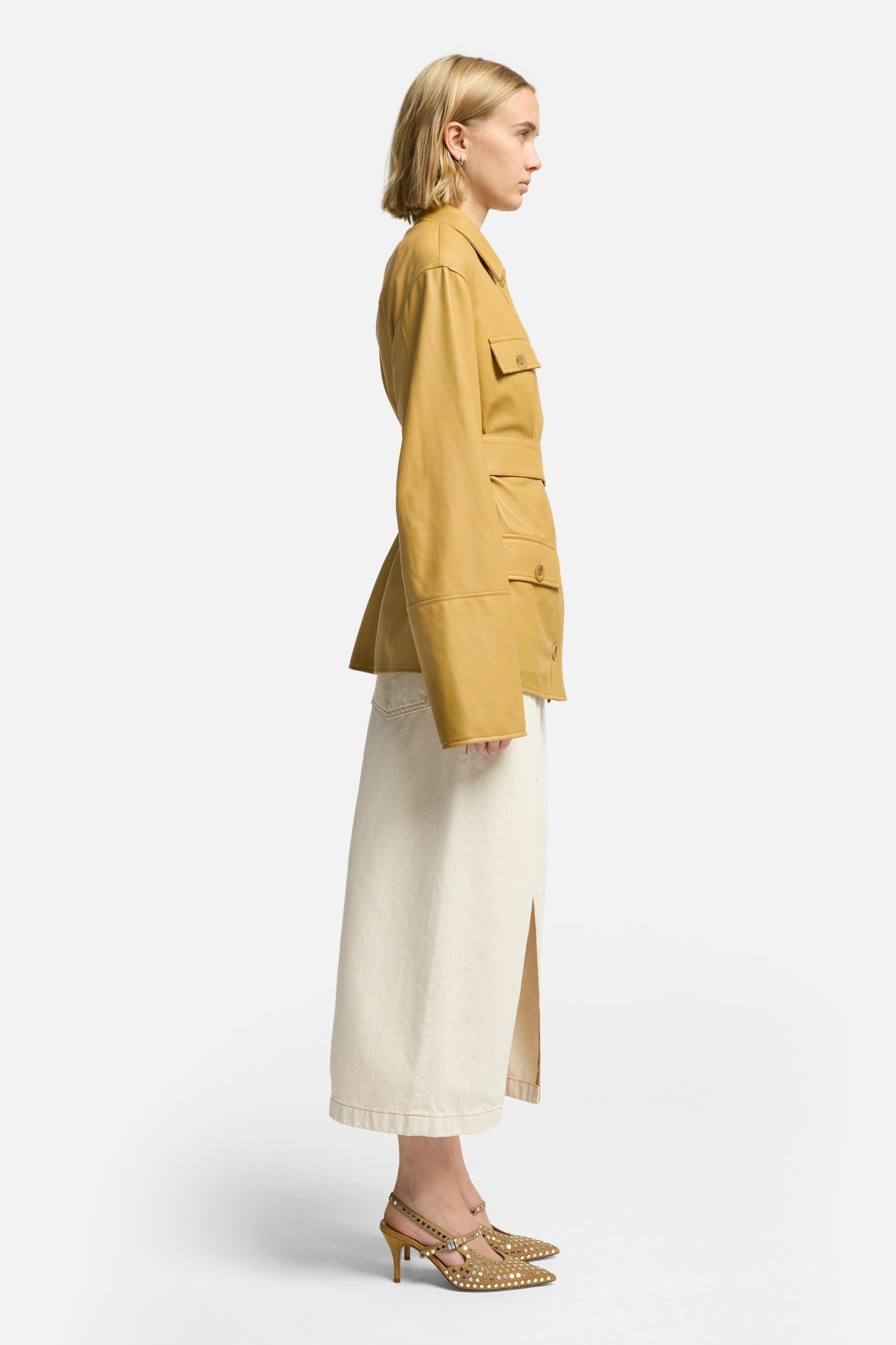 7-for-all-mankind-sahariana-leather-cropped-trench-honey-leder-trench-damen image 6