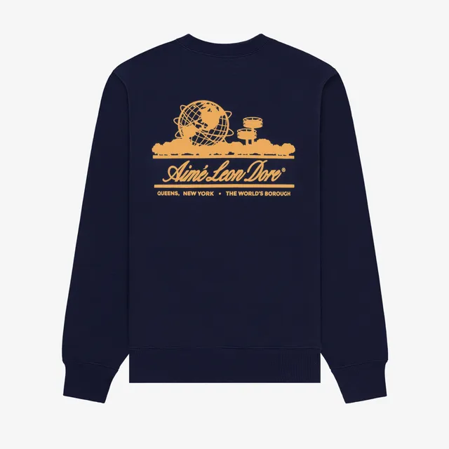 aim-leon-dore-unisphere-crewneck-sweatshirt-navy-loopback-fleece image 1