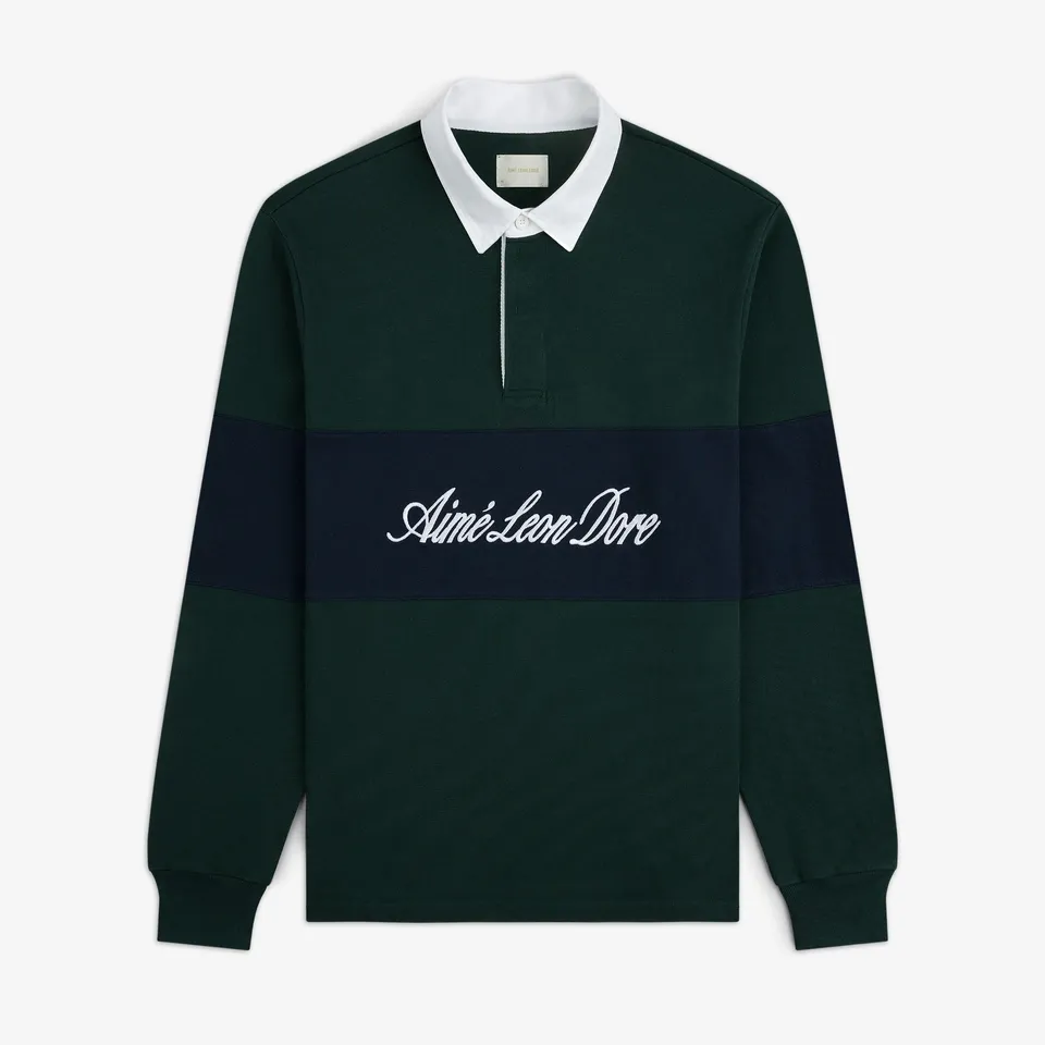 aim-leon-dore-script-paneled-rugby-gr-n-325-gsm image 1