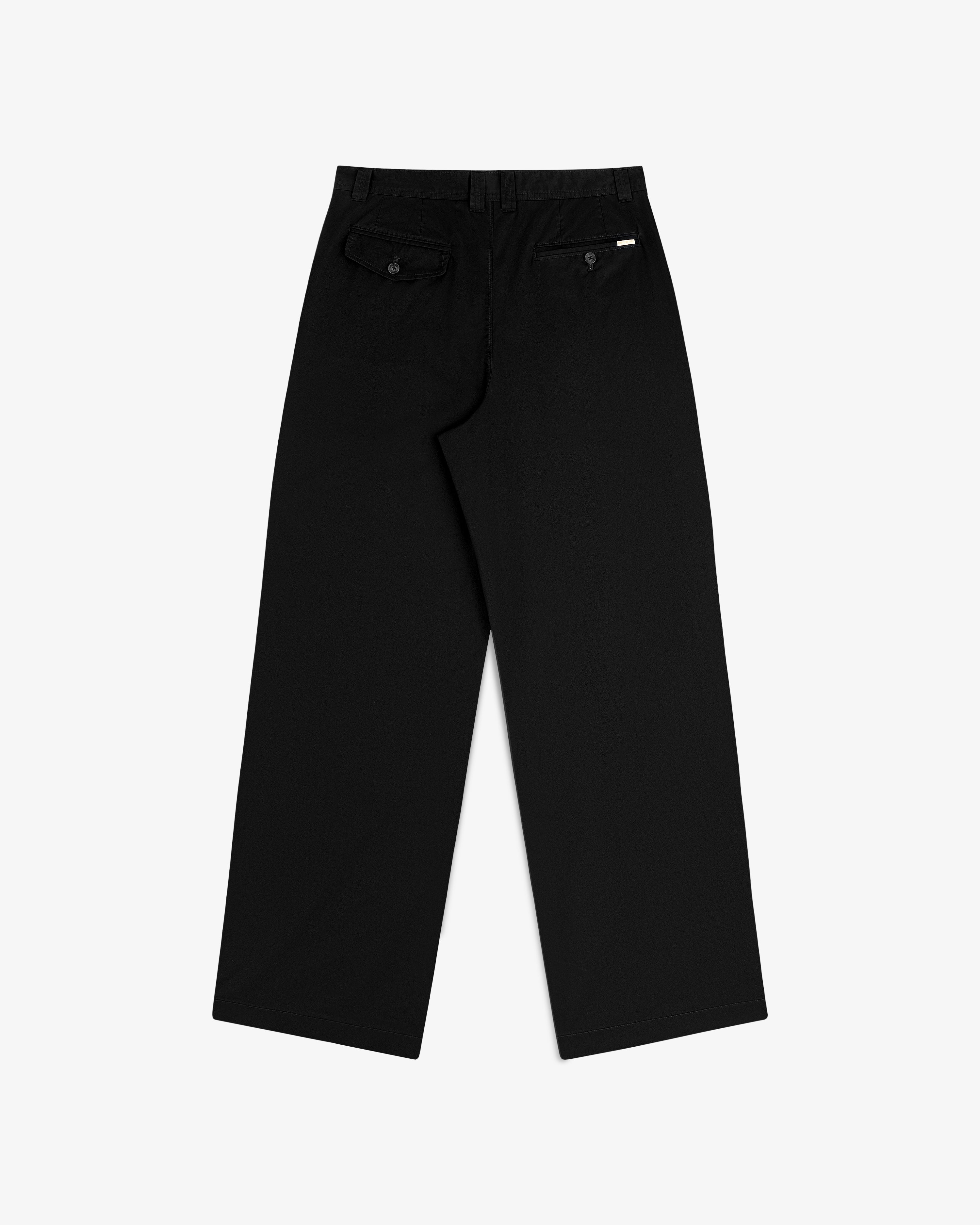 aim-leon-dore-double-pleated-officer-pant-schwarze-baumwoll-hose-straight-fit image 3