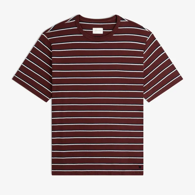 aim-leon-dore-yarn-dyed-striped-tee-braun-creme-streifen-shirt image 1