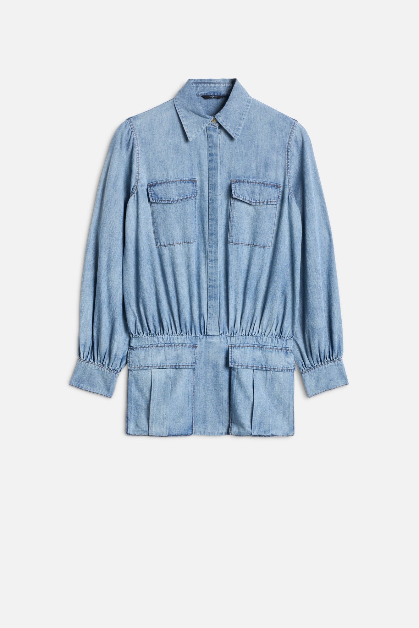 7-for-all-mankind-utility-mini-dress-damen-minikleid-in-chambray-loft image 1