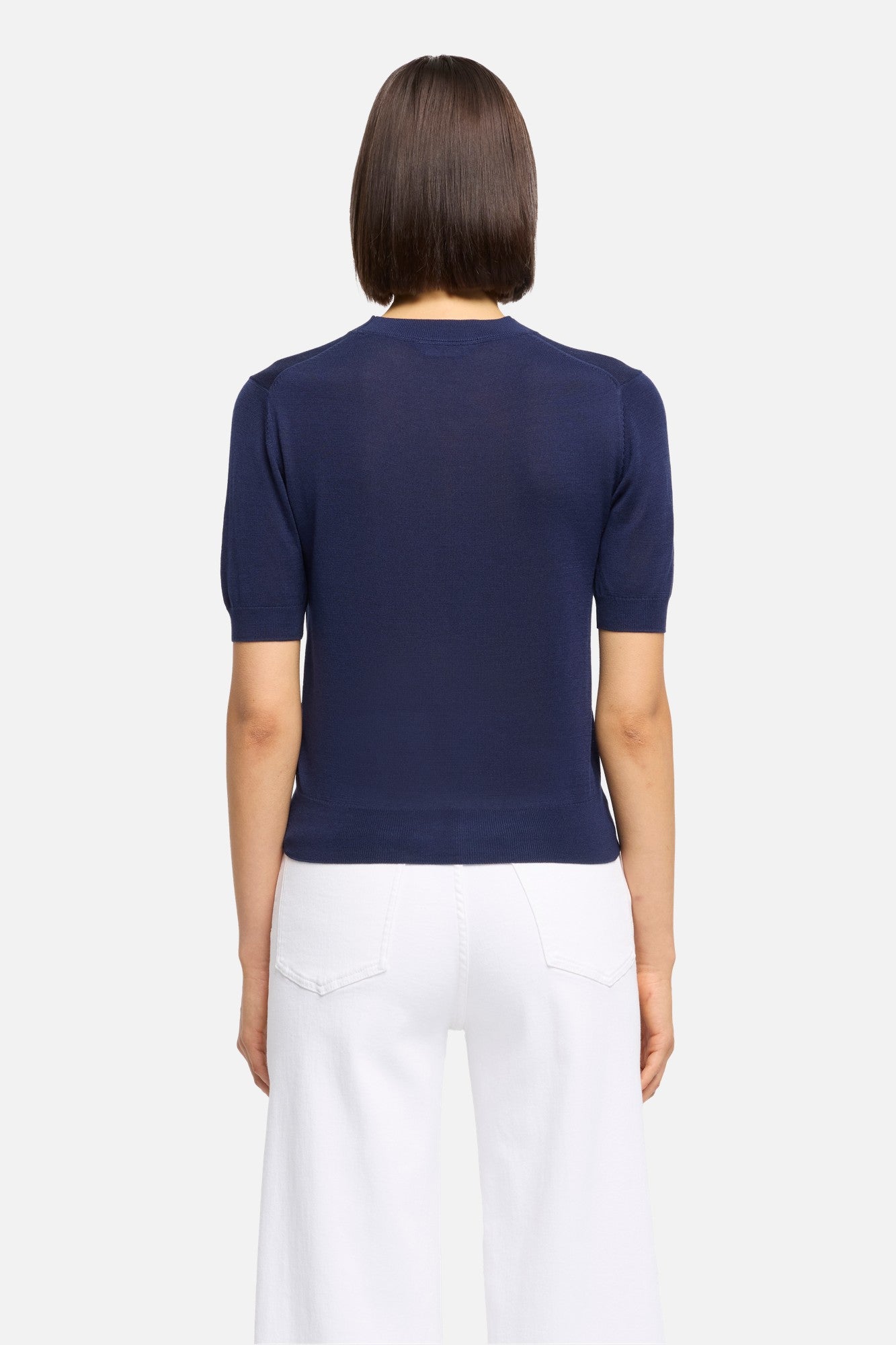 7-for-all-mankind-silk-blend-kurzarm-pullover-navy-damen image 5