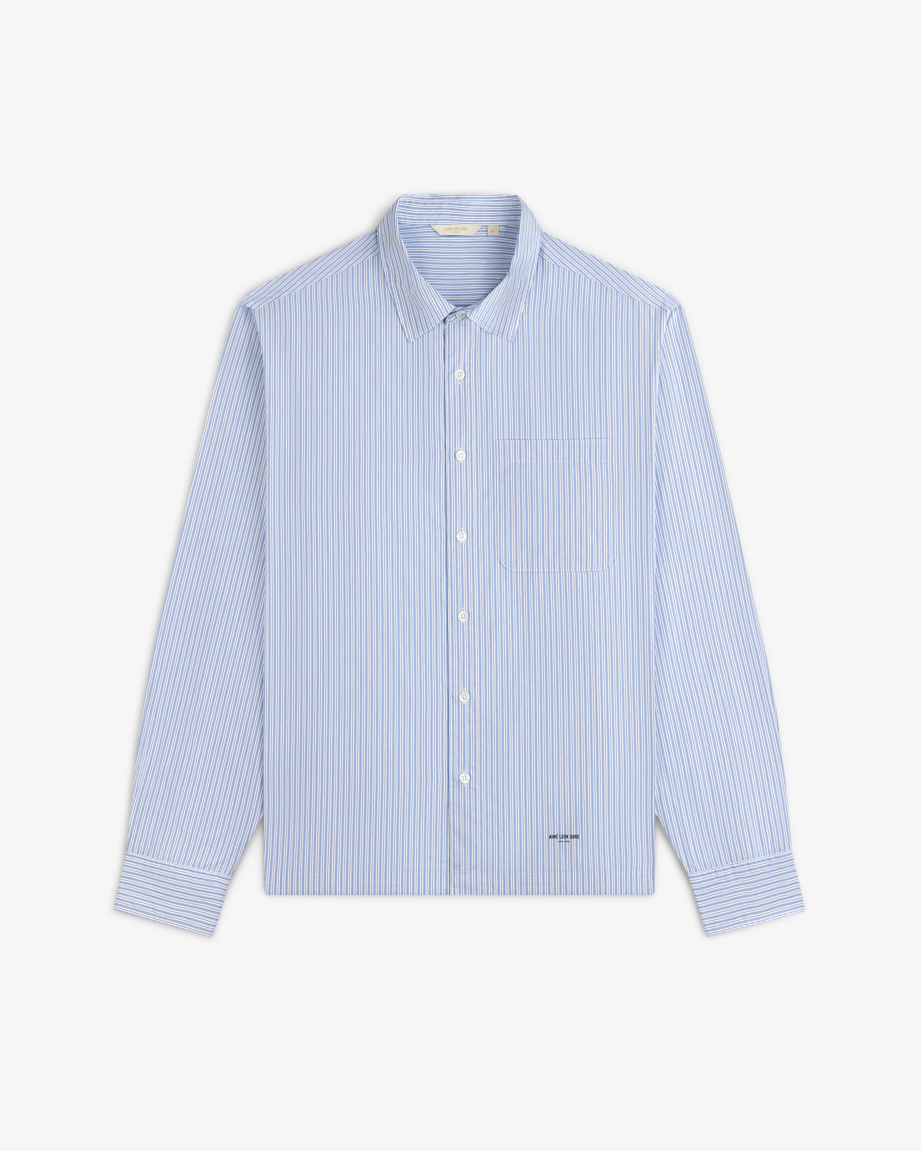 aim-leon-dore-poplin-casual-shirt-blau-streifen image 2