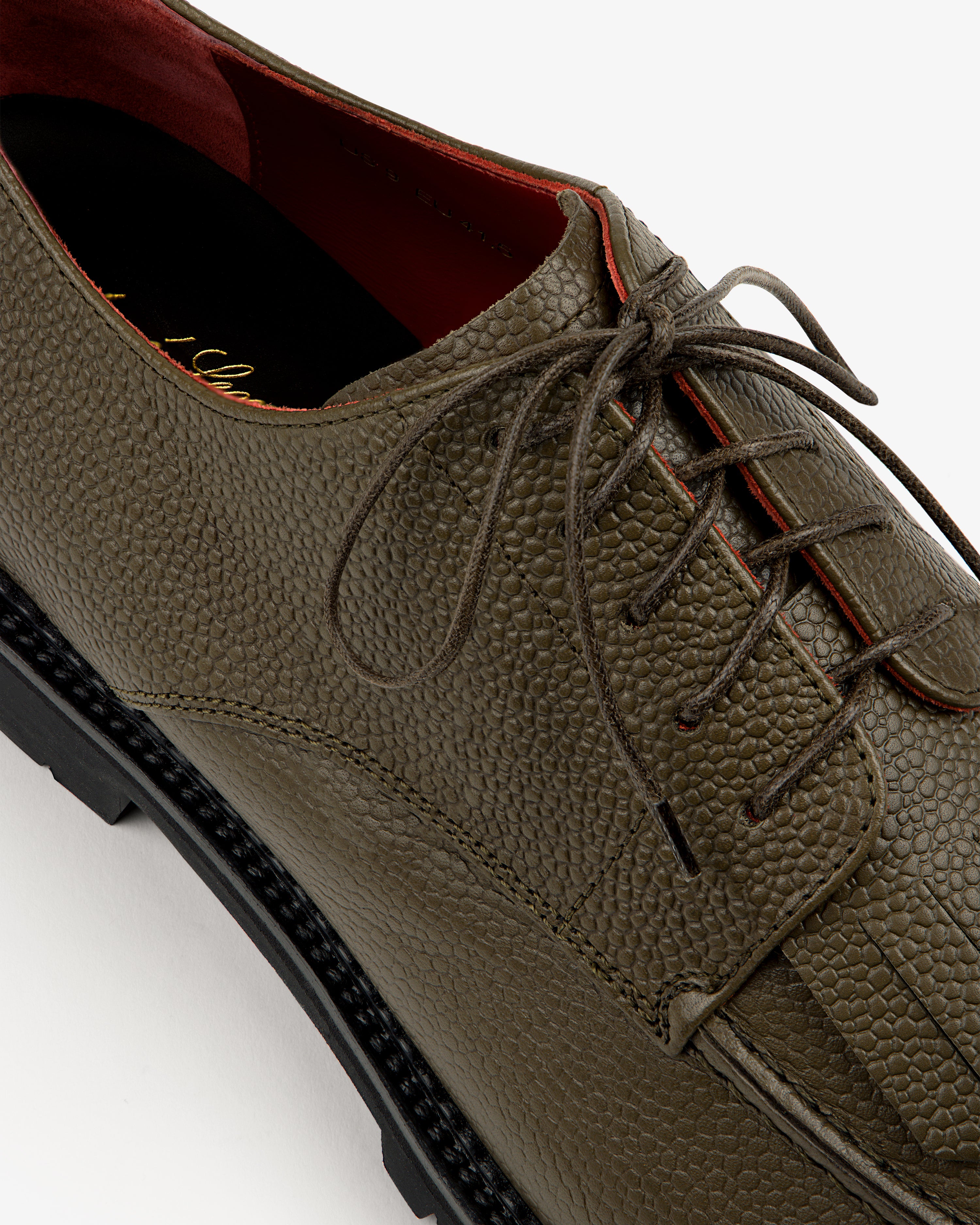 aim-leon-dore-leather-lug-sole-derby-olive-unisex image 6
