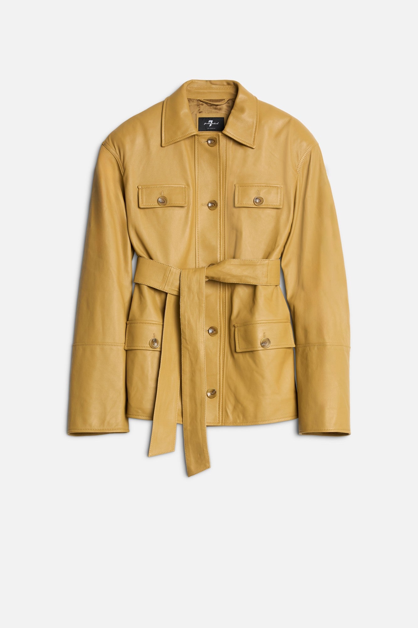 7-for-all-mankind-sahariana-leather-cropped-trench-honey-leder-trench-damen image 1