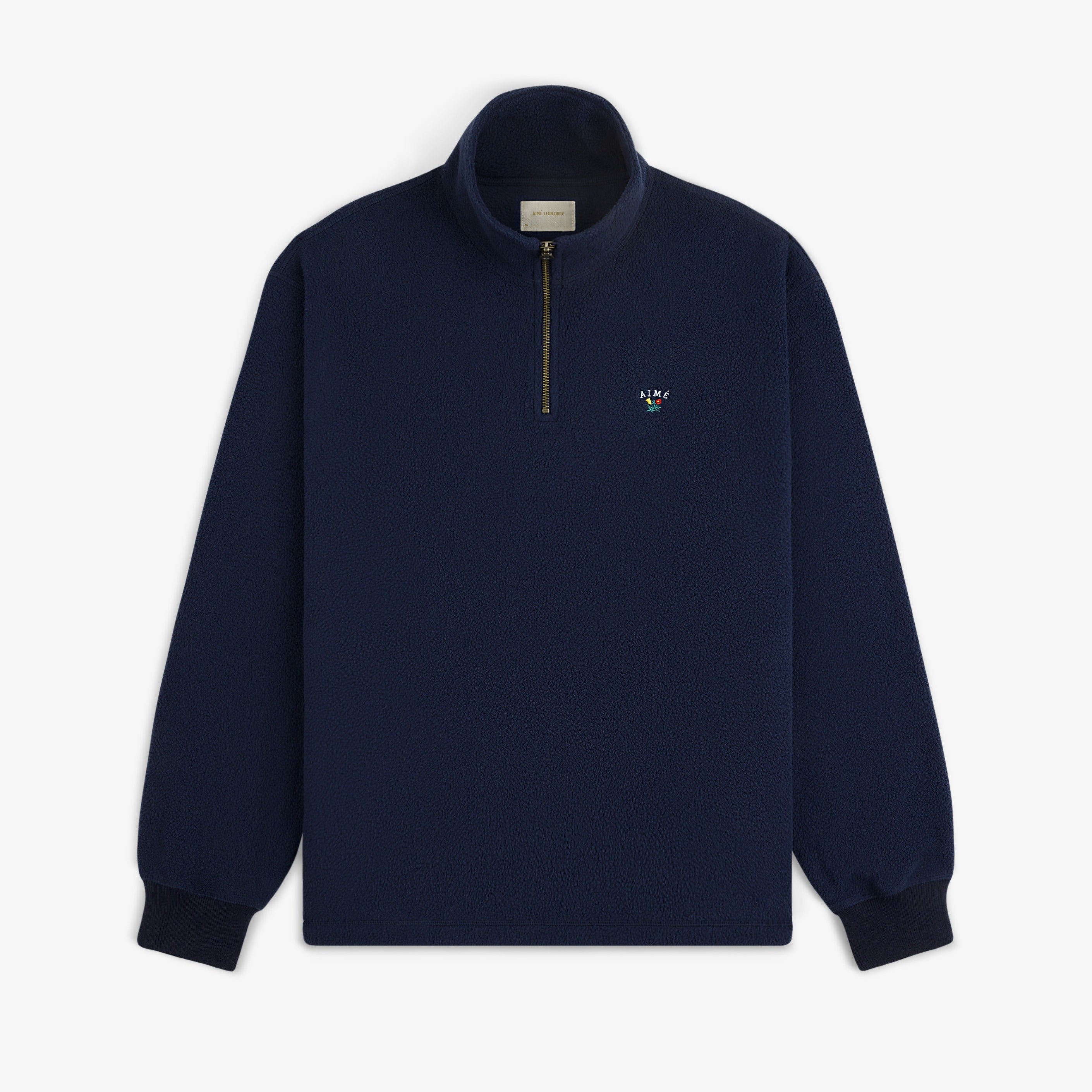 aim-leon-dore-crest-quarter-zip-fleece-pullover-navy image 1