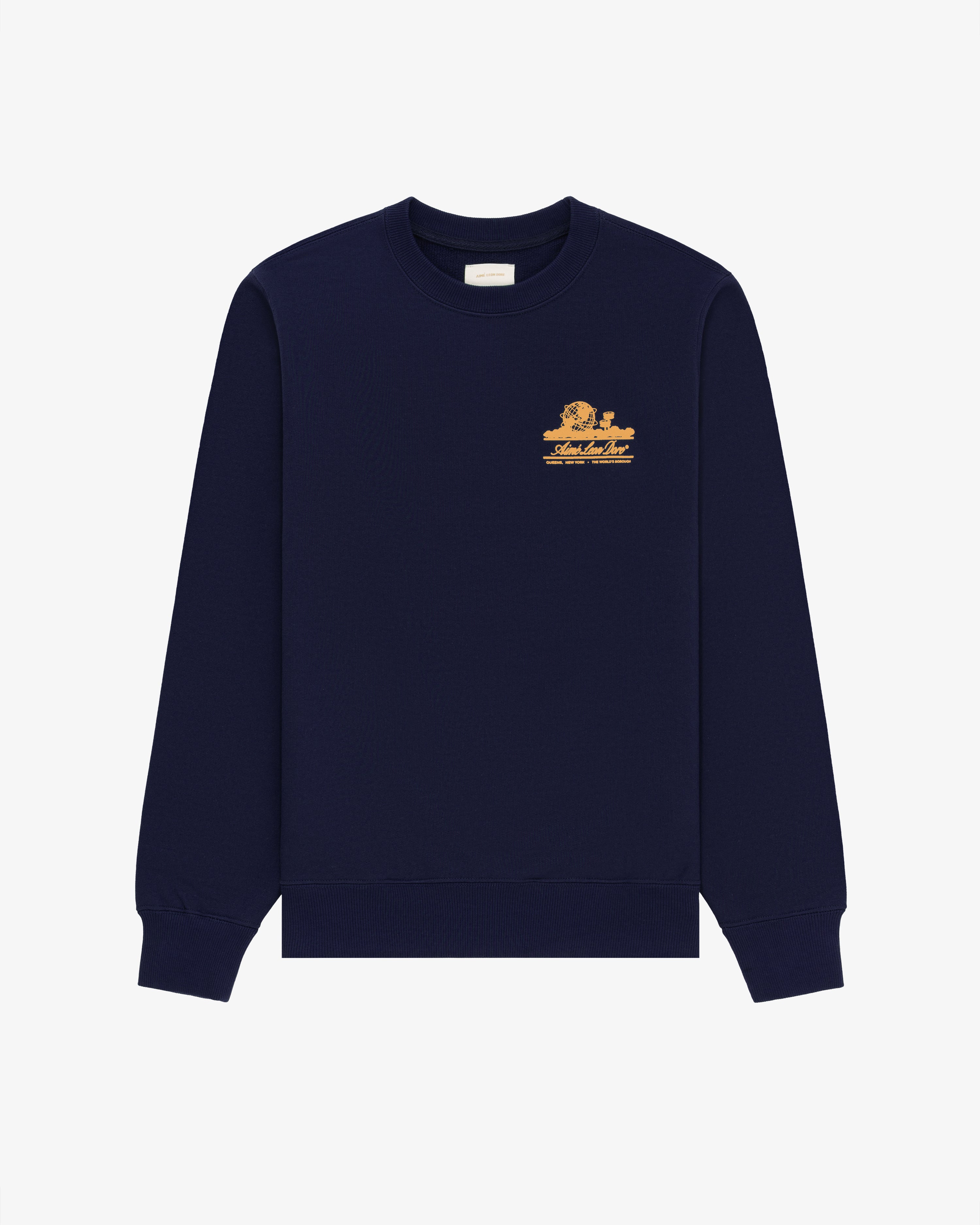 aim-leon-dore-unisphere-crewneck-sweatshirt-navy-loopback-fleece image 5