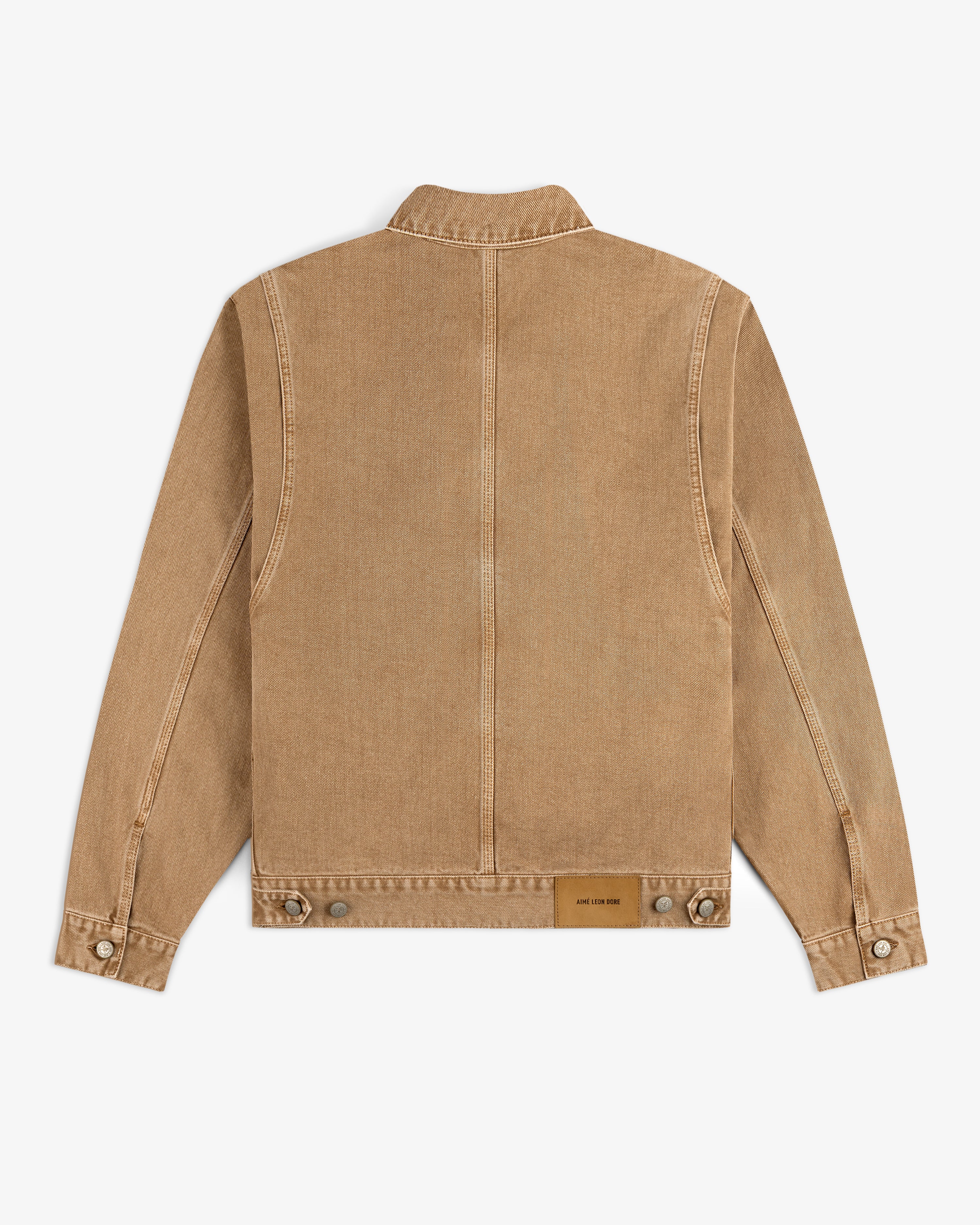 aim-leon-dore-denim-trucker-jacket-italian-cotton-tan image 5