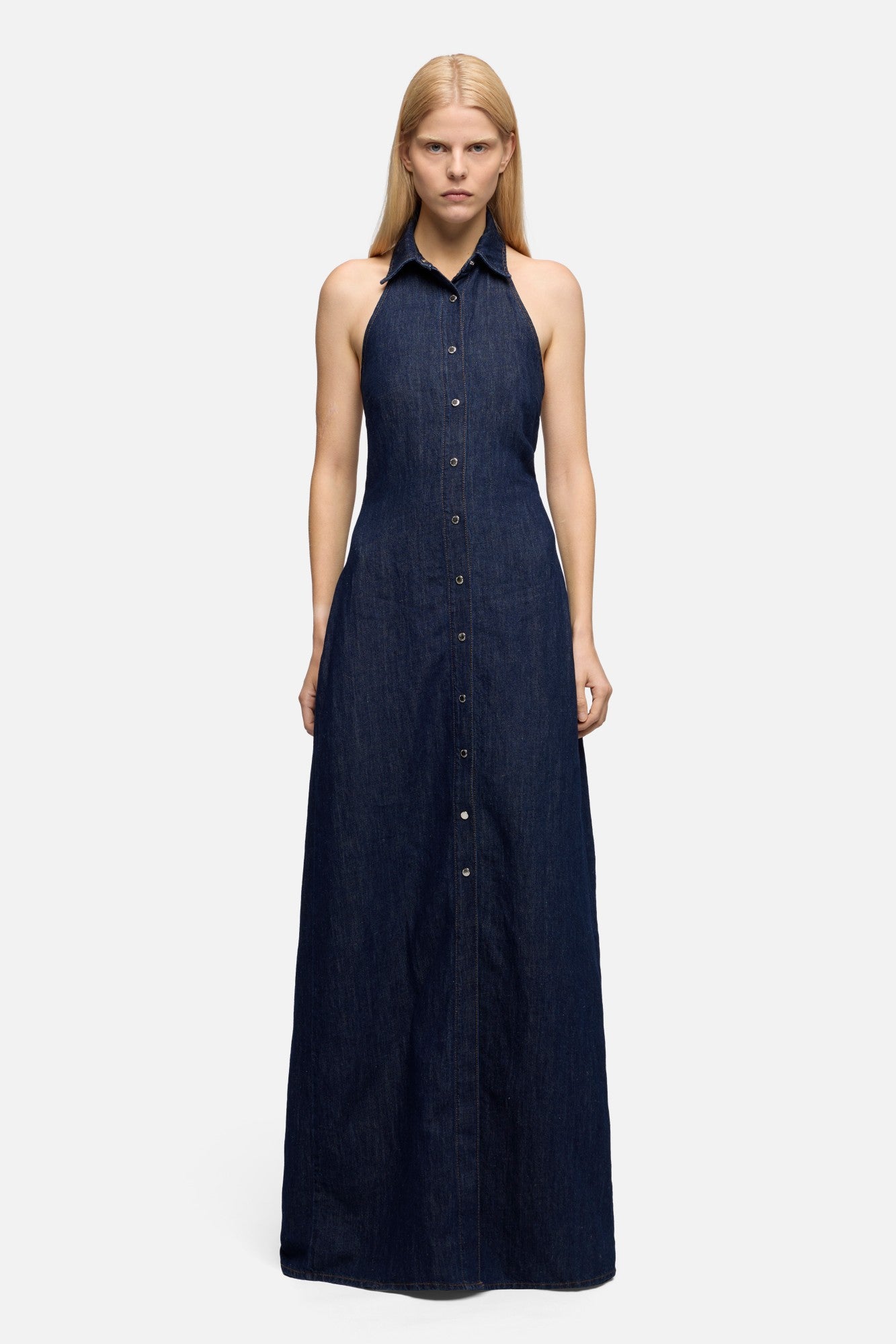 7-for-all-mankind-halter-maxi-dress-indigo-linen-blossom-damen image 3