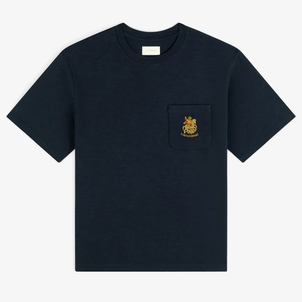 aim-leon-dore-saint-george-slub-pocket-tee-navy-boxy image 1