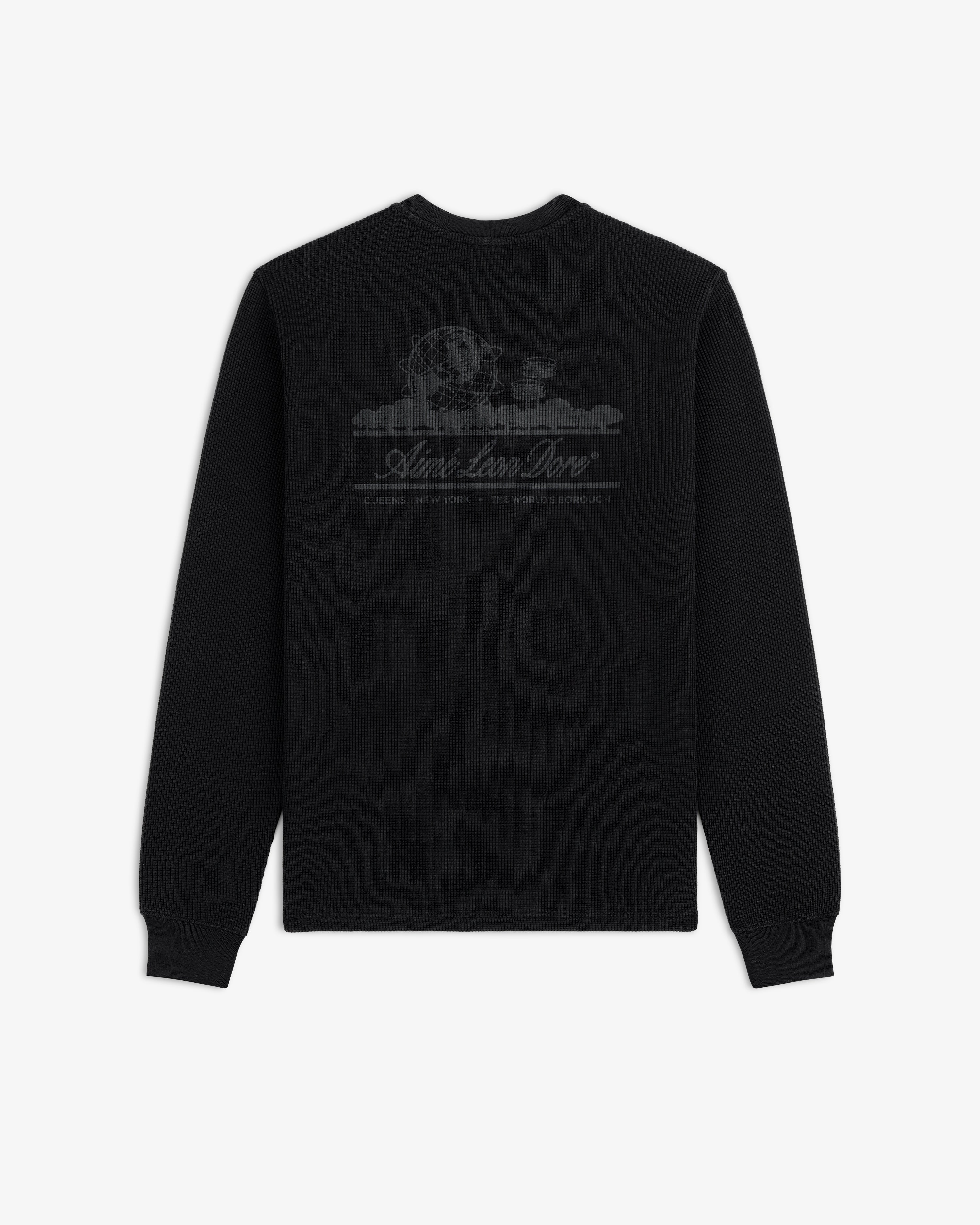 aim-leon-dore-long-sleeve-unisphere-waffle-thermal-schwarz-baumwolle image 2