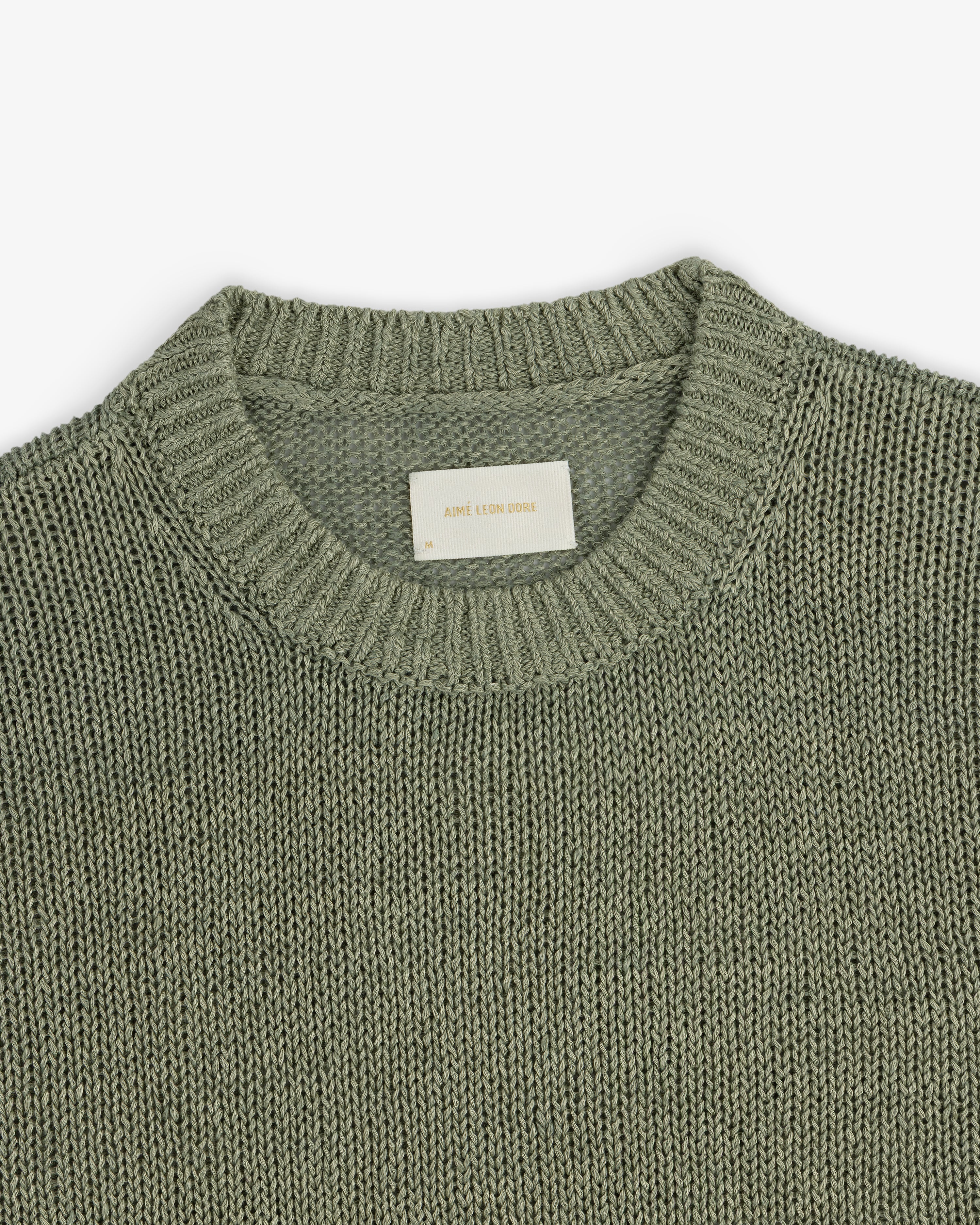 aim-leon-dore-linen-knit-crewneck-sweater-gr-n image 4