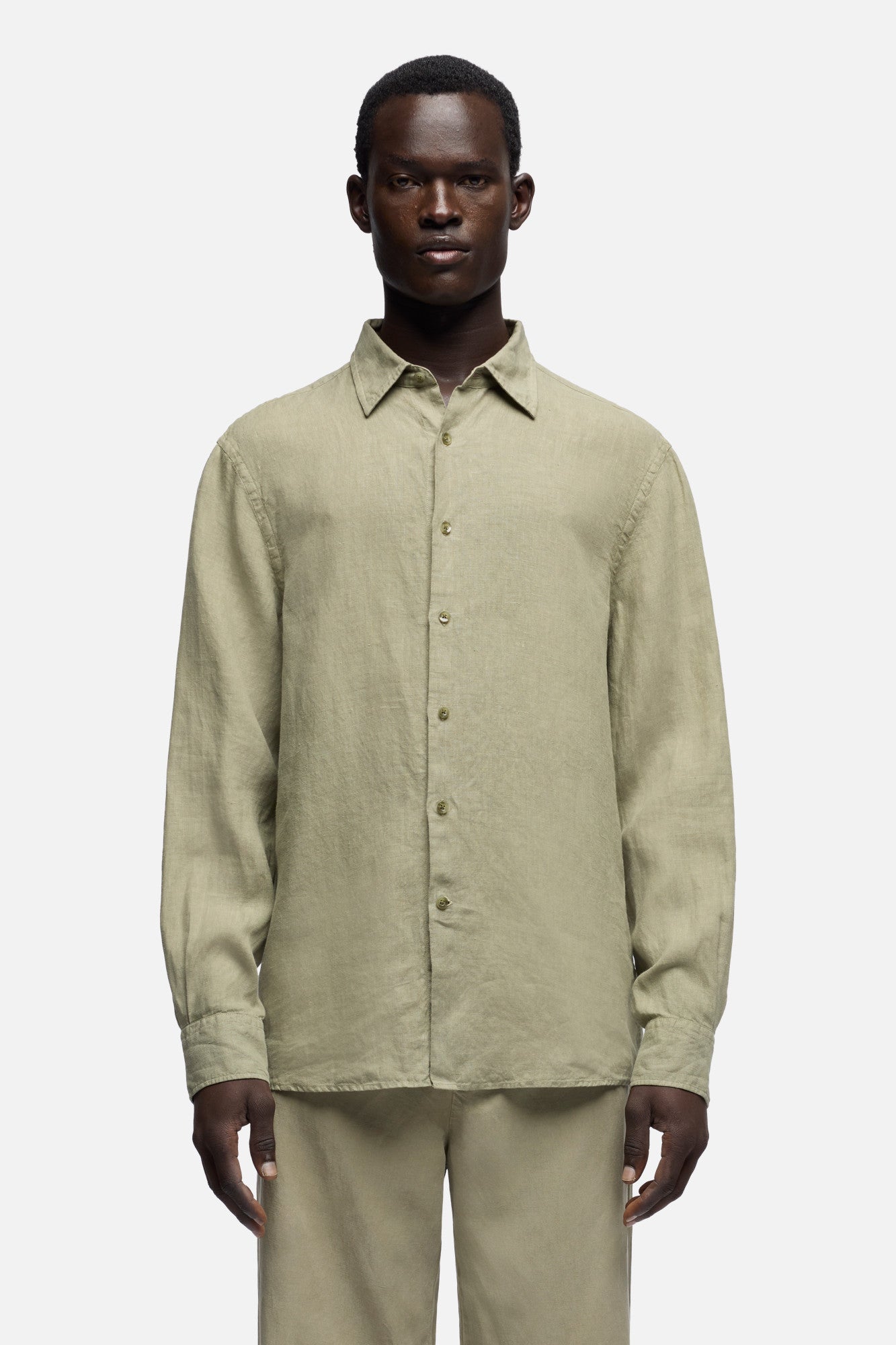 7-for-all-mankind-classic-button-up-shirt-linen-army-herrenhemd image 3