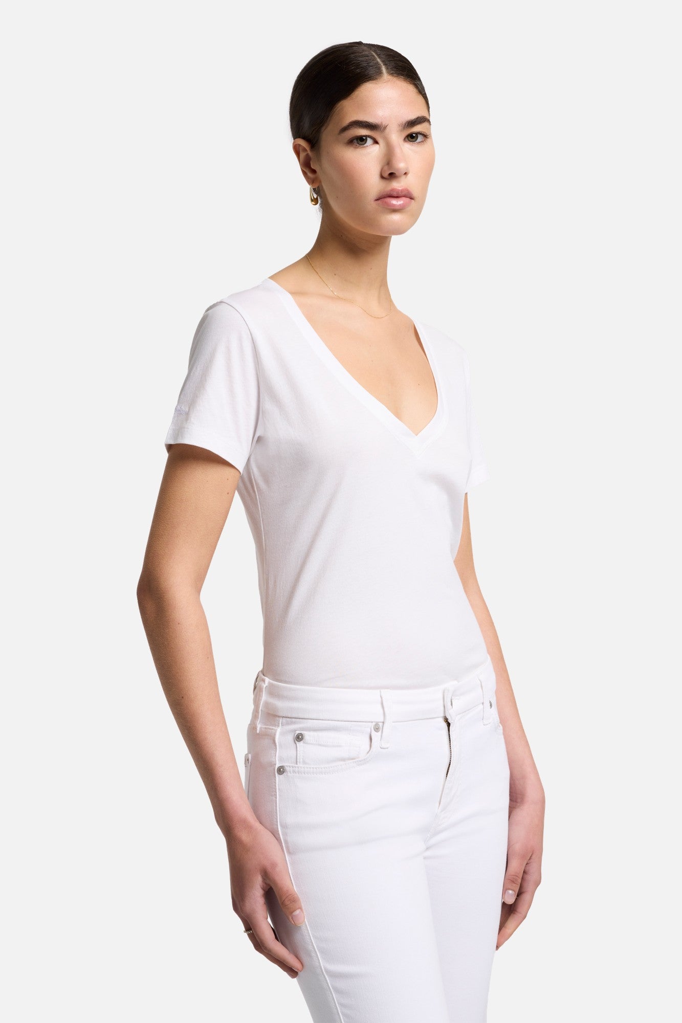 7-for-all-mankind-pima-cotton-easy-v-neck-t-shirt-damen-optic-white image 3