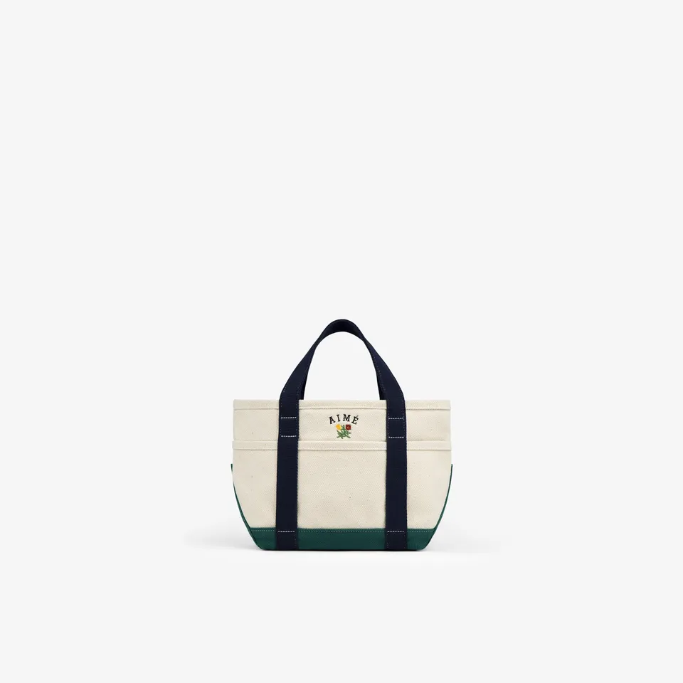 aim-leon-dore-mini-crest-contrast-tote-bag-cream image 1