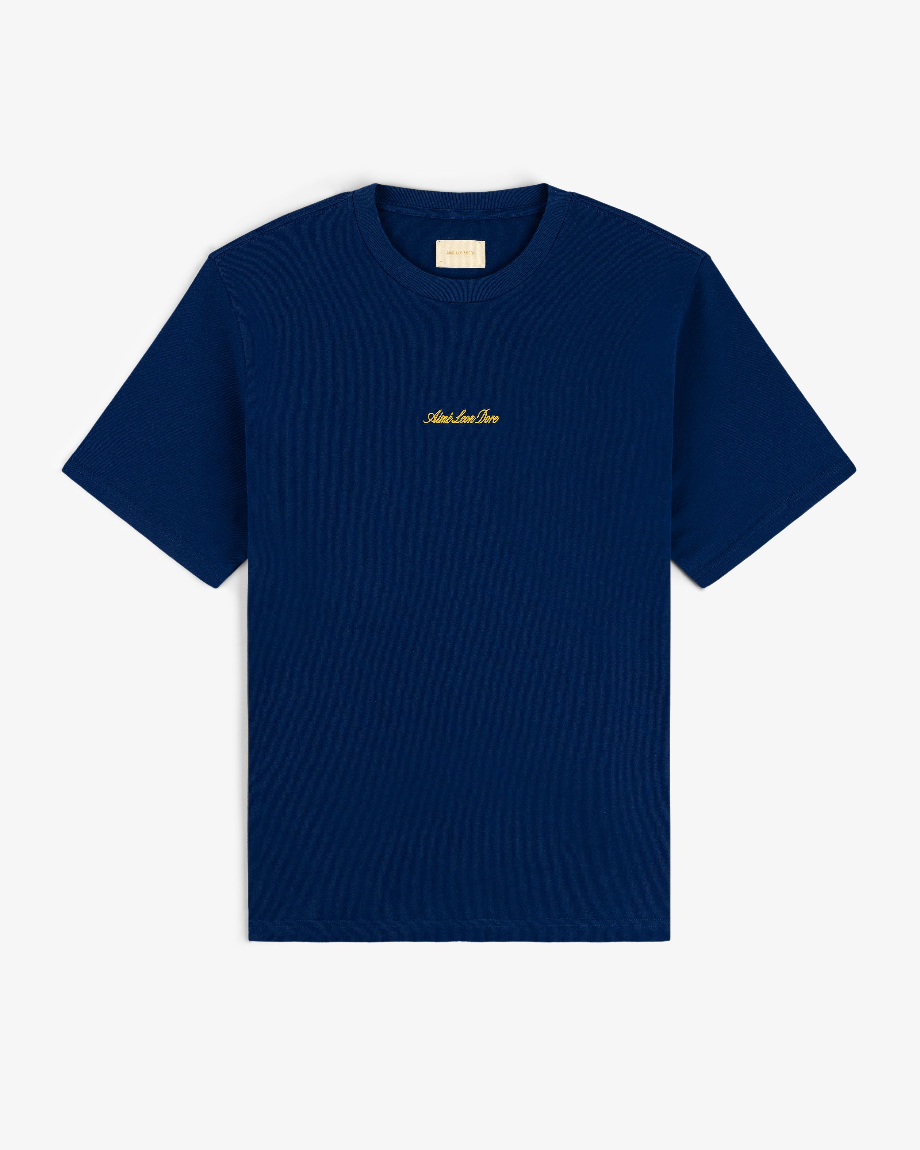 aim-leon-dore-embroidered-logo-tee-t-shirt-navy image 2