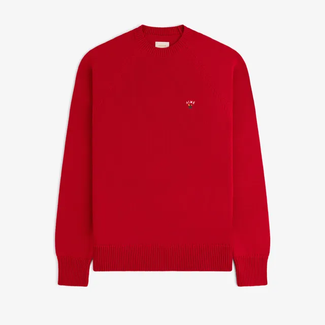 aim-leon-dore-crest-raglan-sweater-rot-baumwoll-strickpullover image 1