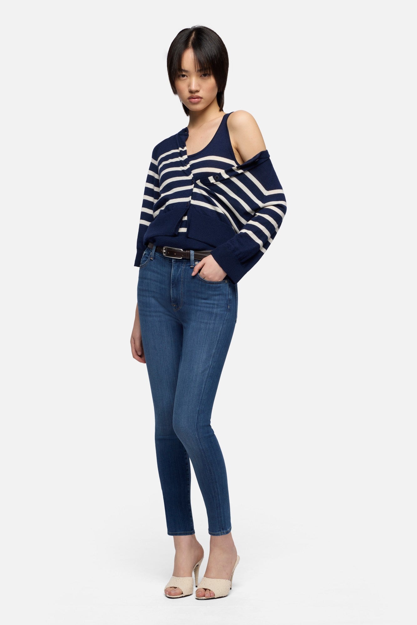 7-for-all-mankind-bubble-cardigan-kaschmir-gestreift-ink-damen image 2