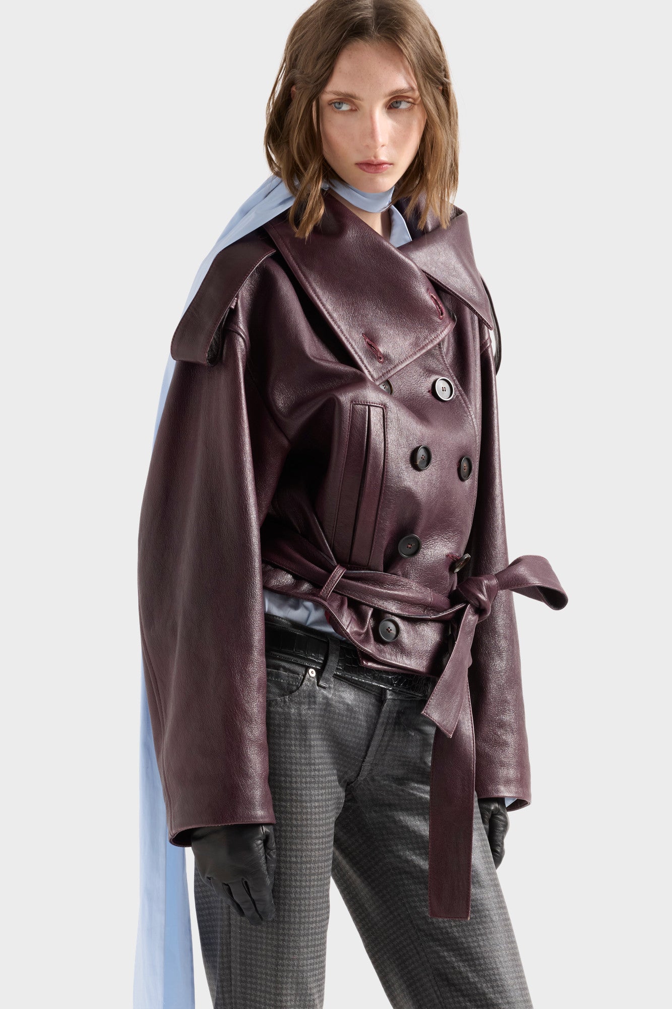 7-for-all-mankind-double-breasted-high-neck-short-coat-leather-black-cherry image 3