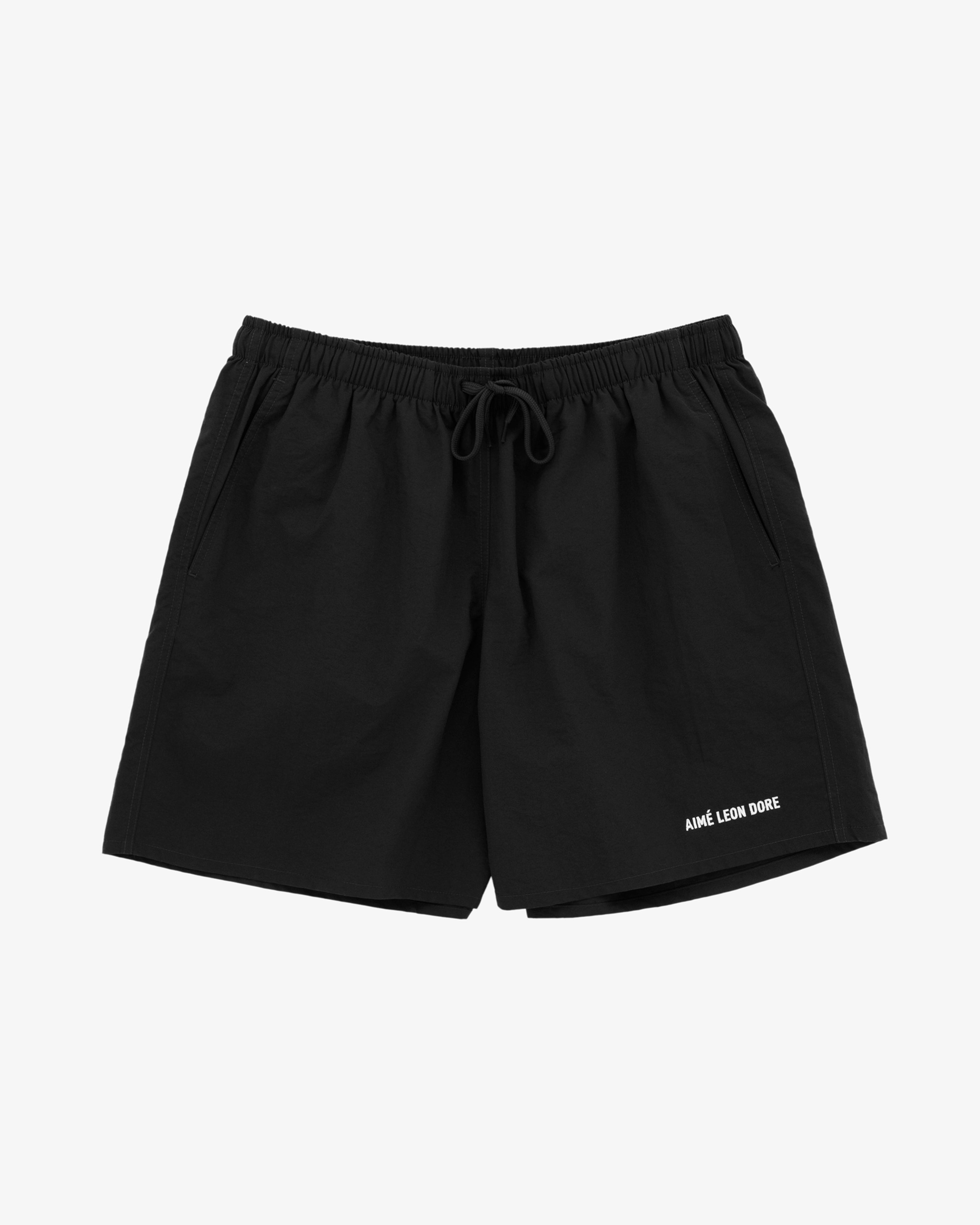 aim-leon-dore-logo-swim-short-badeshorts-schwarz-5-inseam image 2