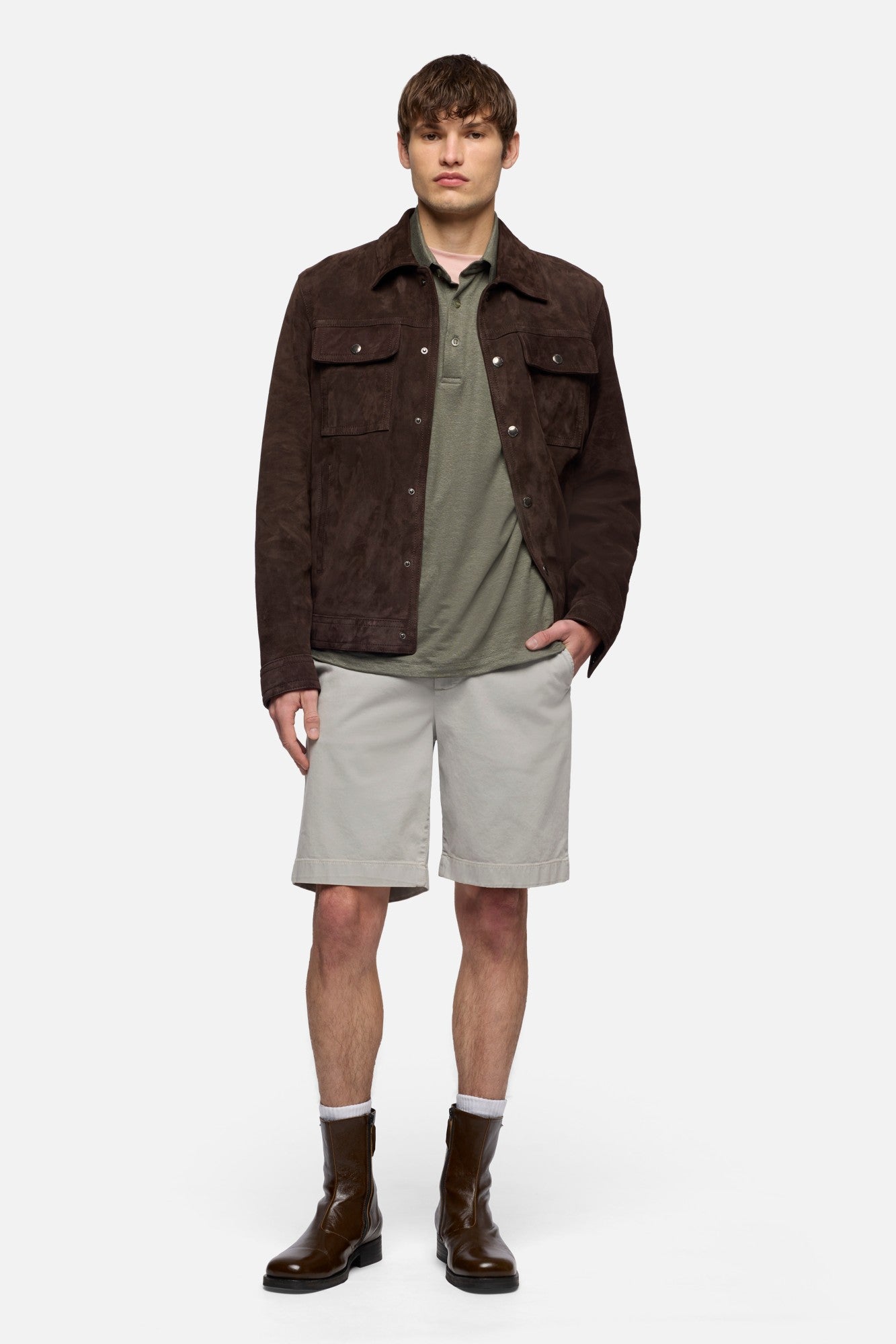 7-for-all-mankind-polo-aus-leinenmix-in-army image 2