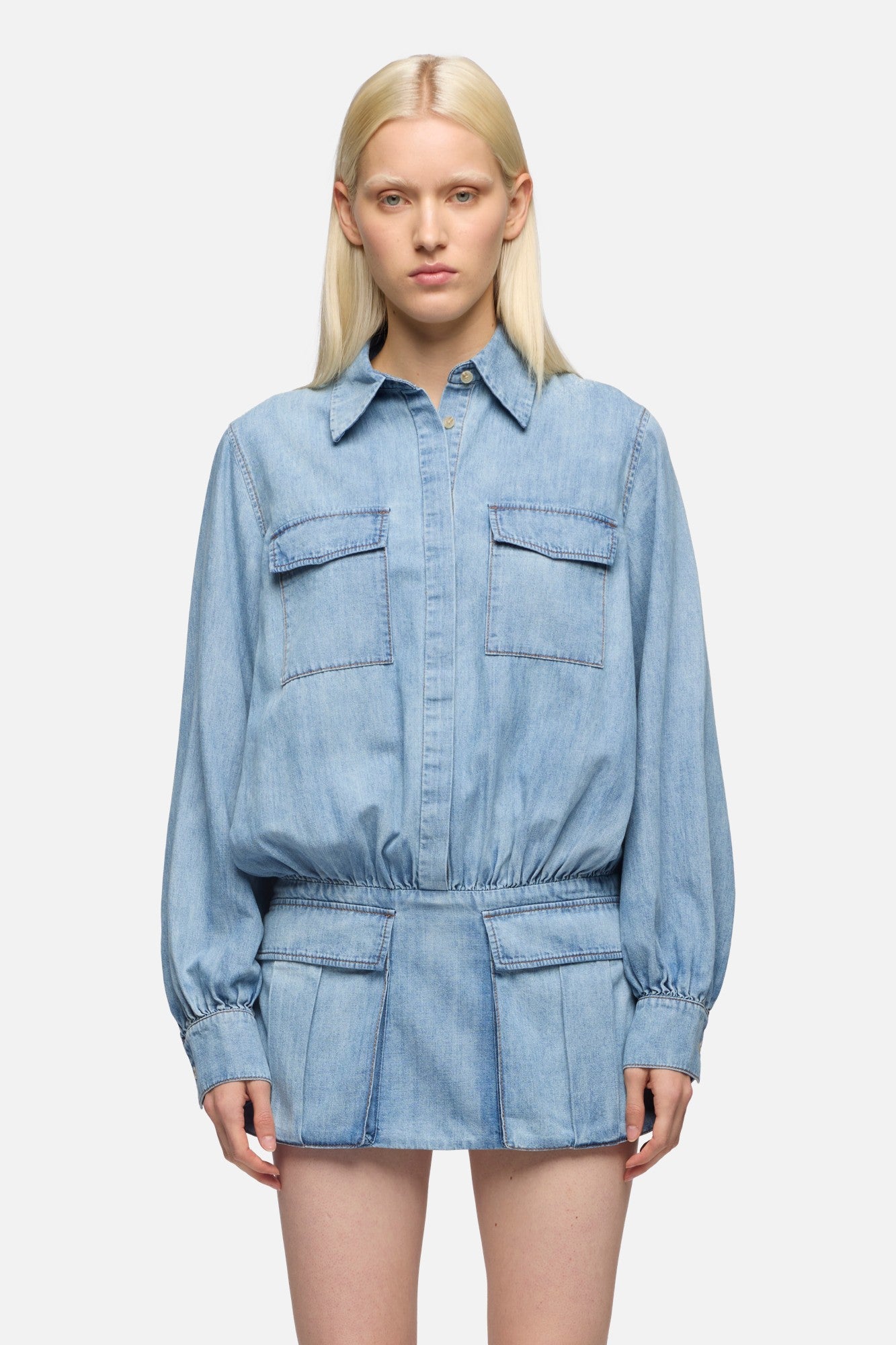 7-for-all-mankind-utility-mini-dress-damen-minikleid-in-chambray-loft image 3