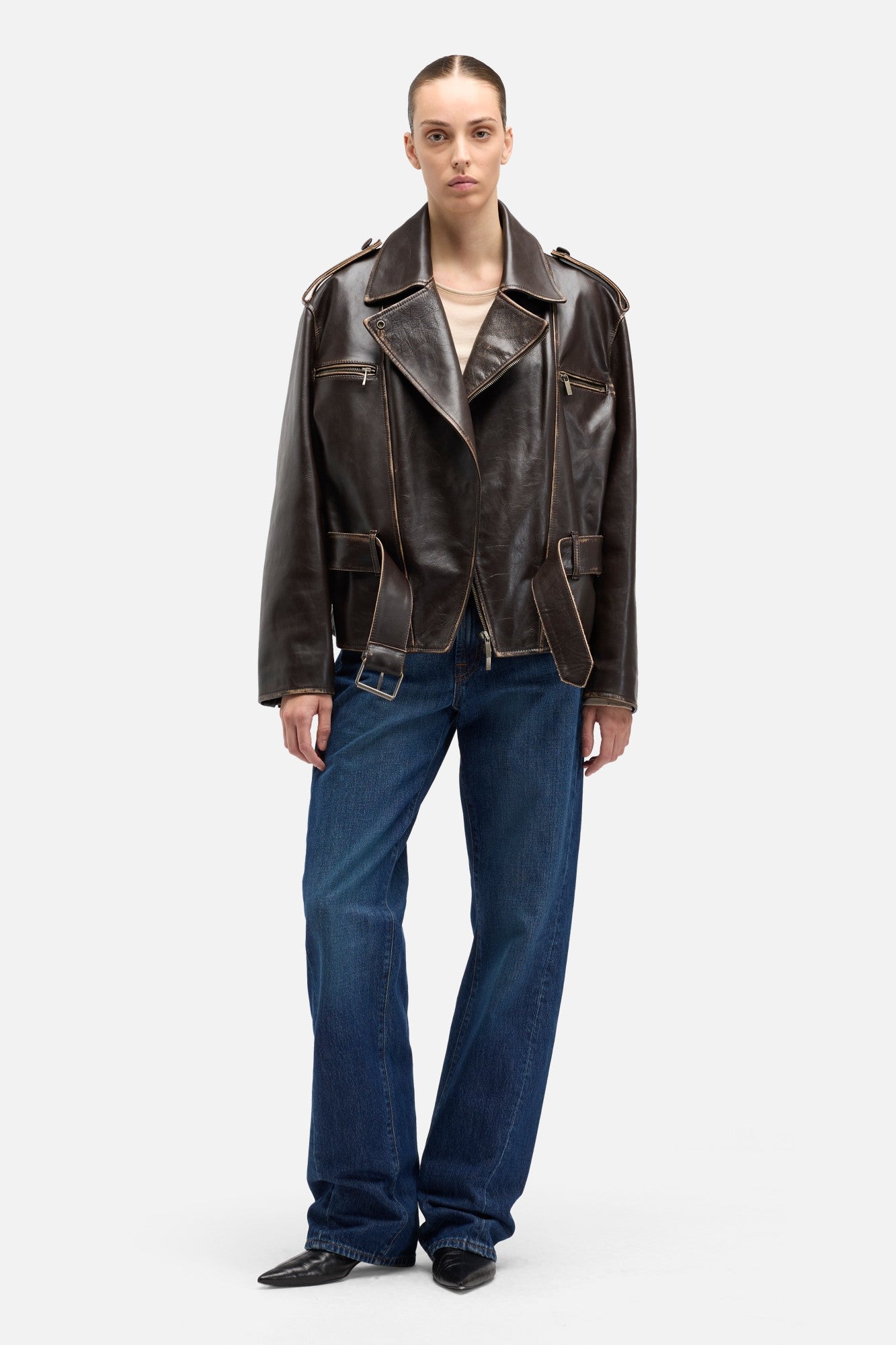 7-for-all-mankind-bikerjacke-aus-leder-in-vintage-brown image 2